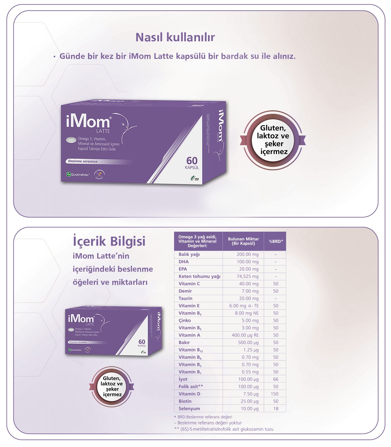 iMom Latte Omega 3 Takviye Edici Gıda 60 Kapsül