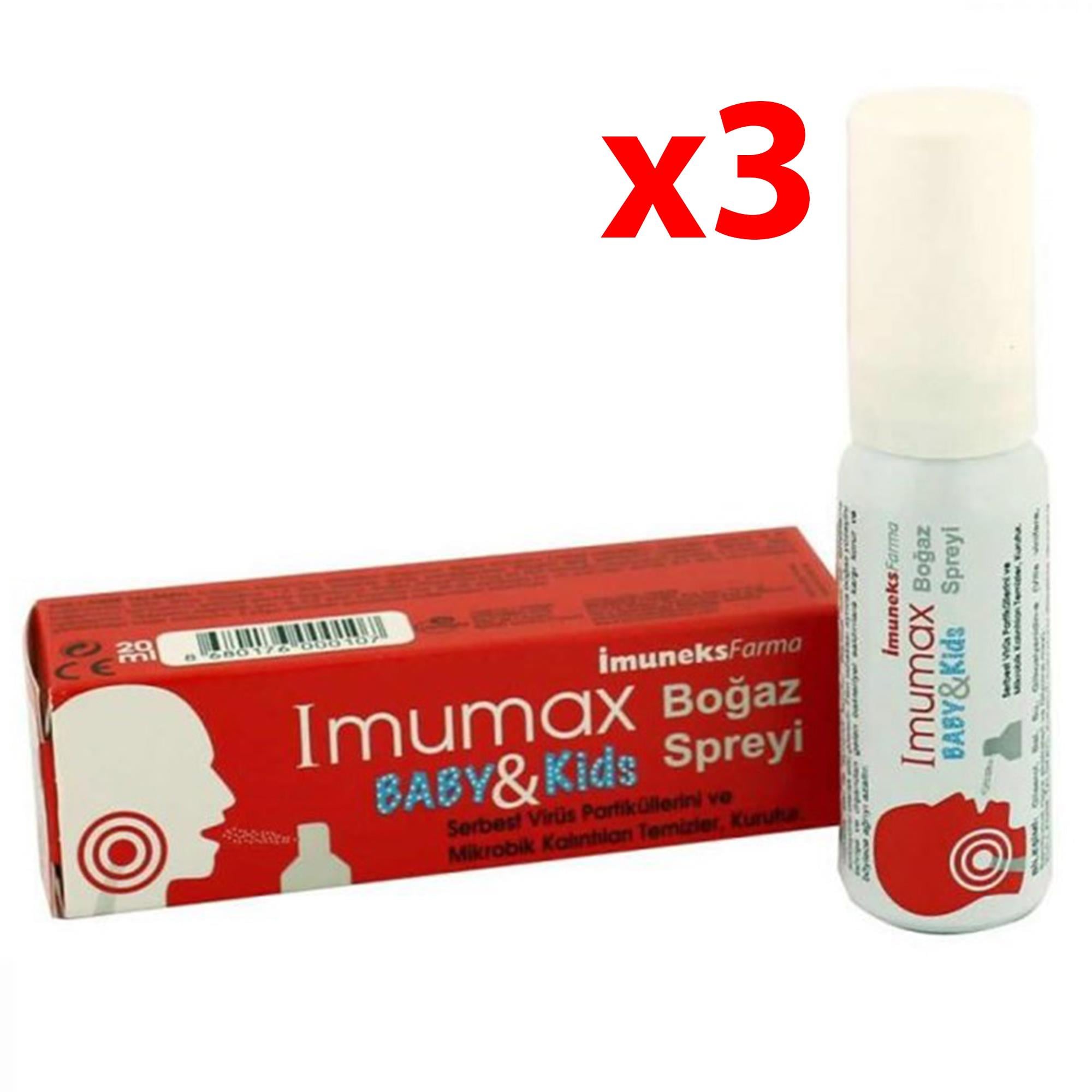 İmumax Sprey 3+ Yaş Bebek ve Çocuk Spreyi 20 ml 3 Adet