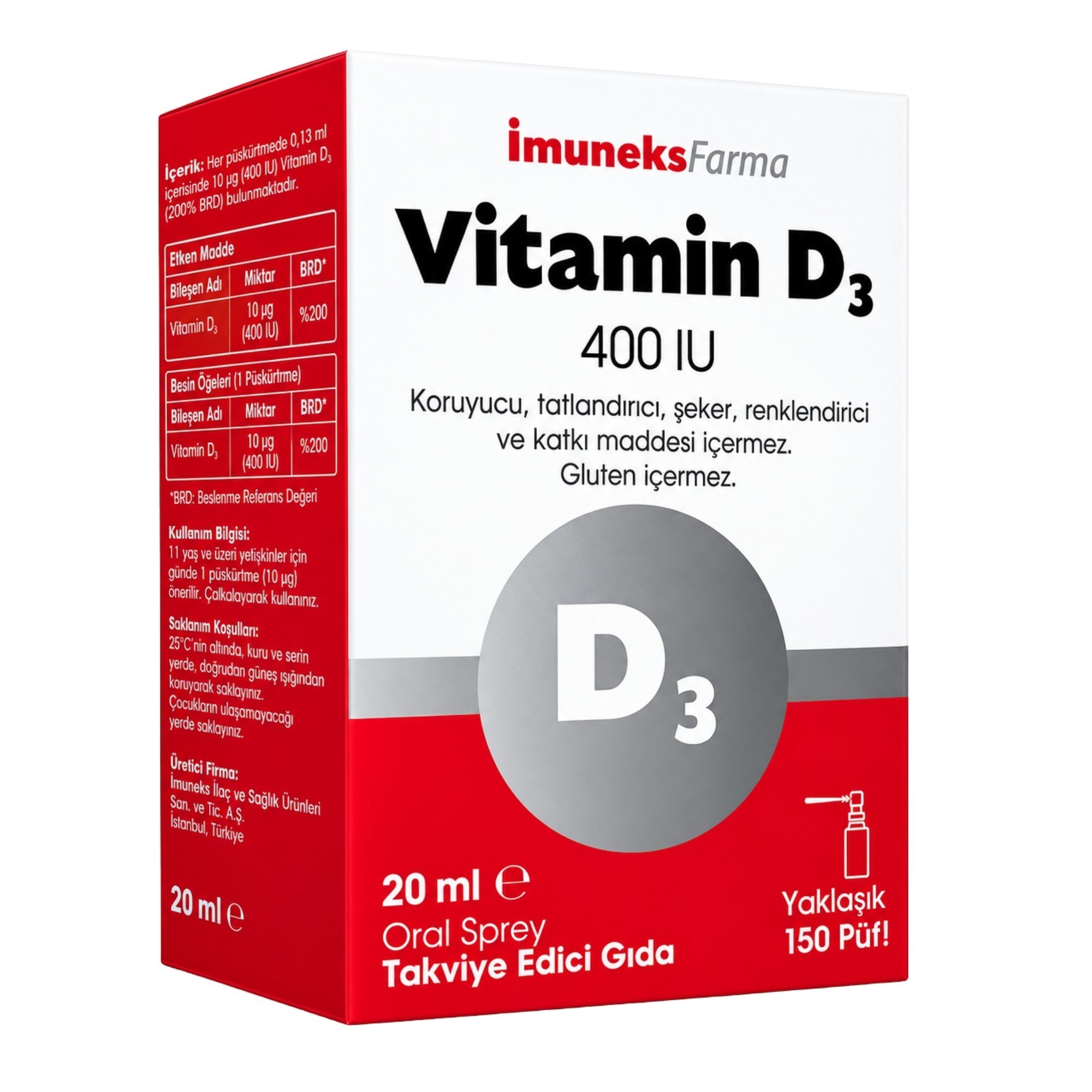 Imuneks Vitamin D3 400 IU Sprey 20 ml