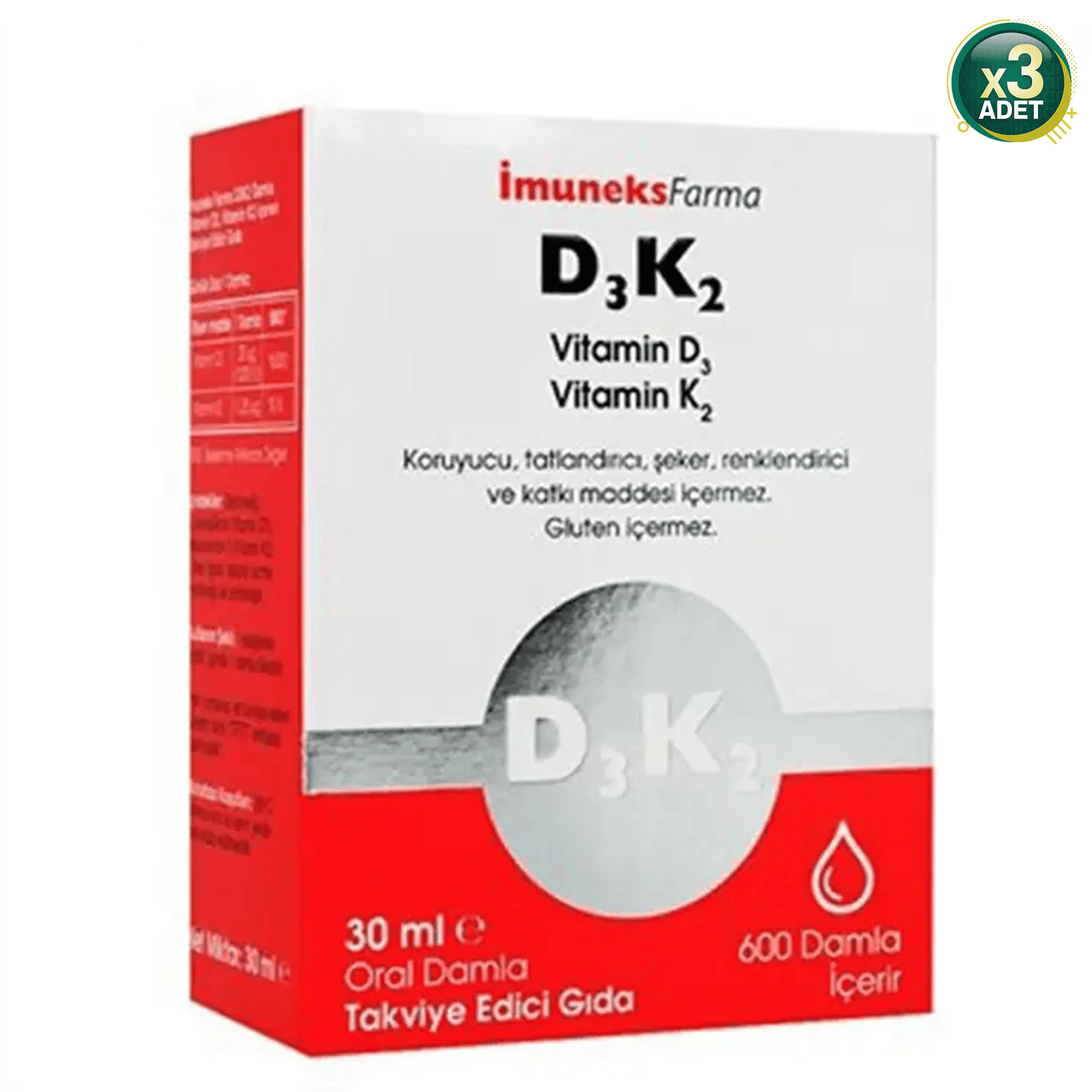 Imuneks Vitamin D3K2 30 ml Damla - 3 Adet (Toplam 90 ml)