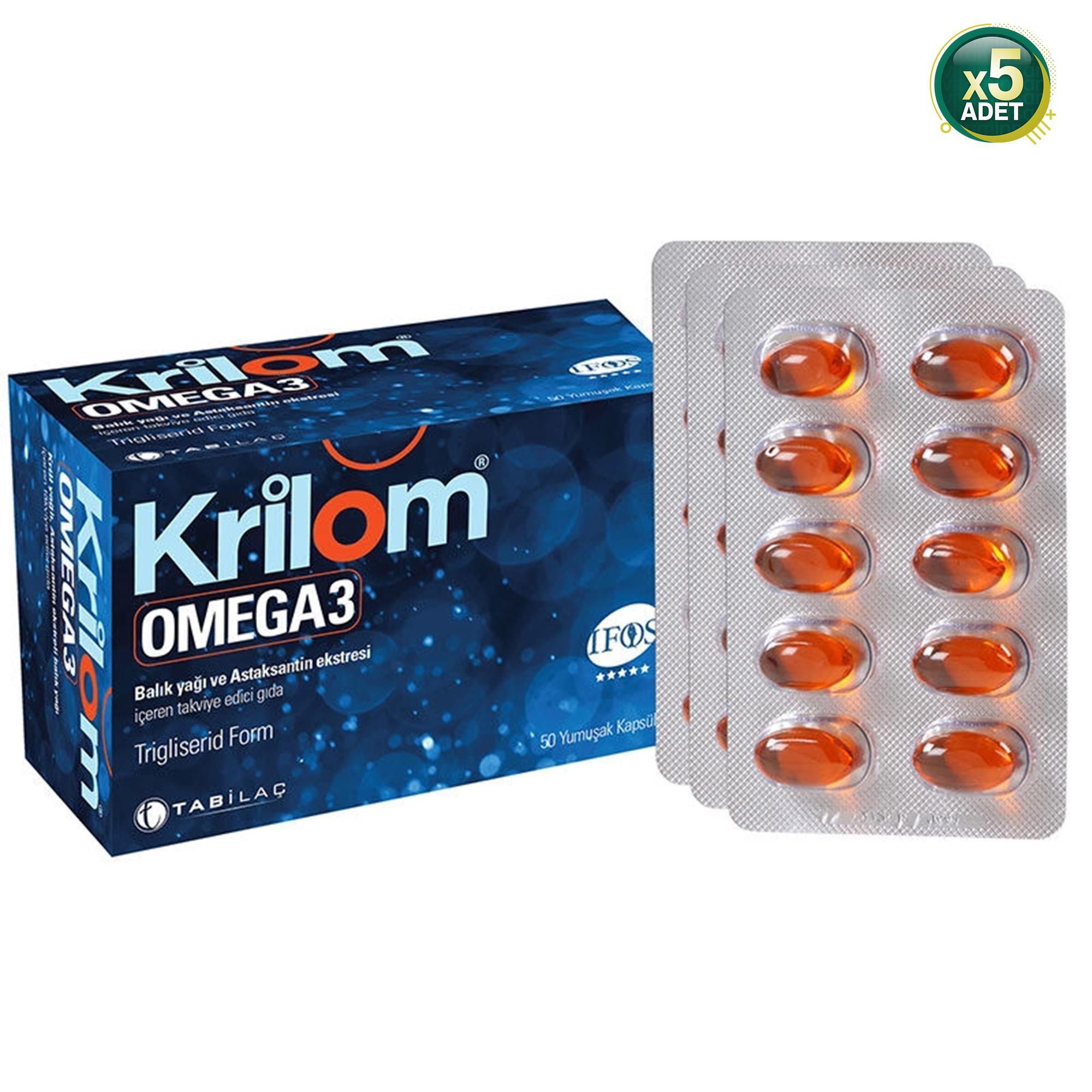 Krilom Omega 3 Balık Yağı 50 Kapsül 5'li