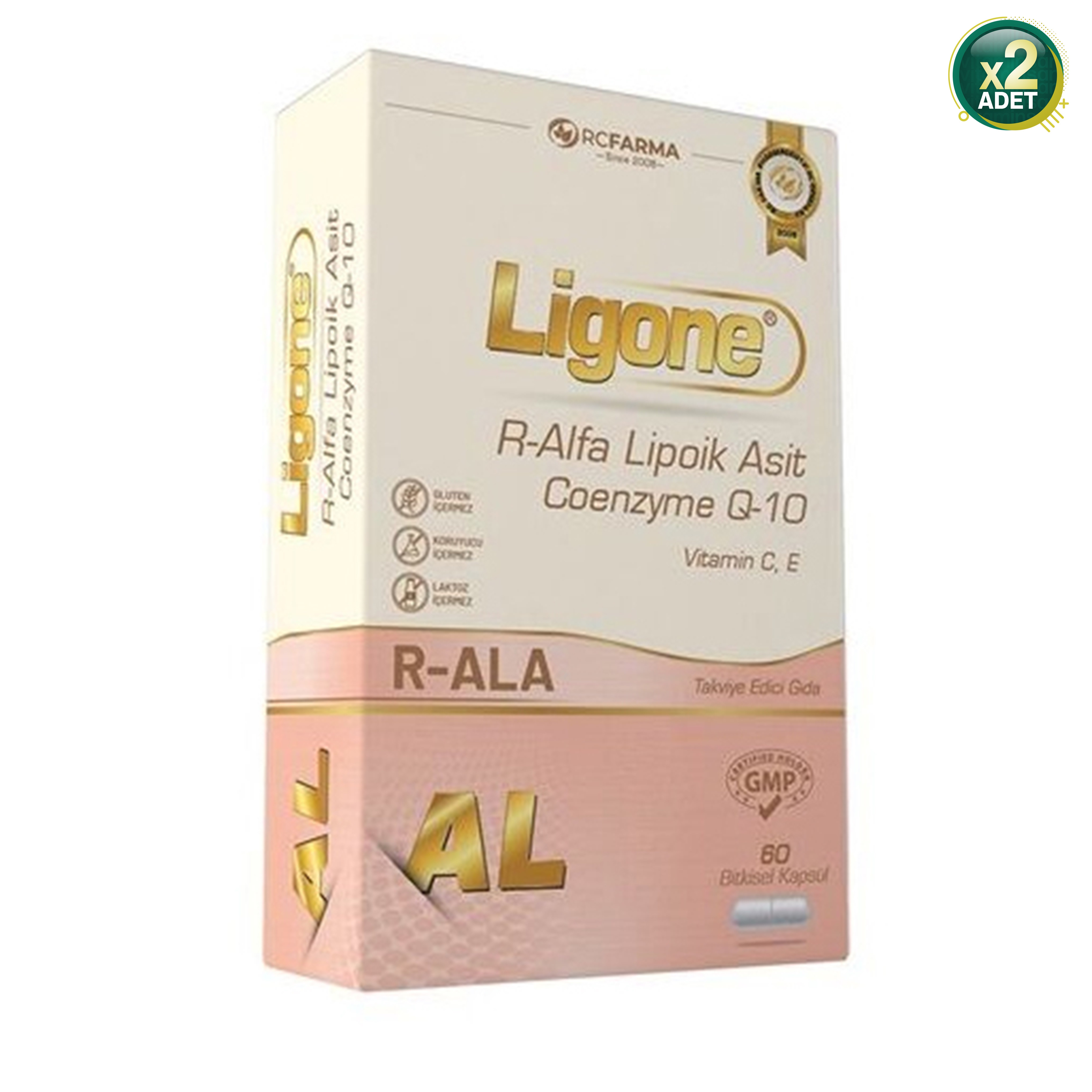 Ligone R-Alfa Lipoik Asit Coenzyme Q10 60 Kapsül 2 'li Paket