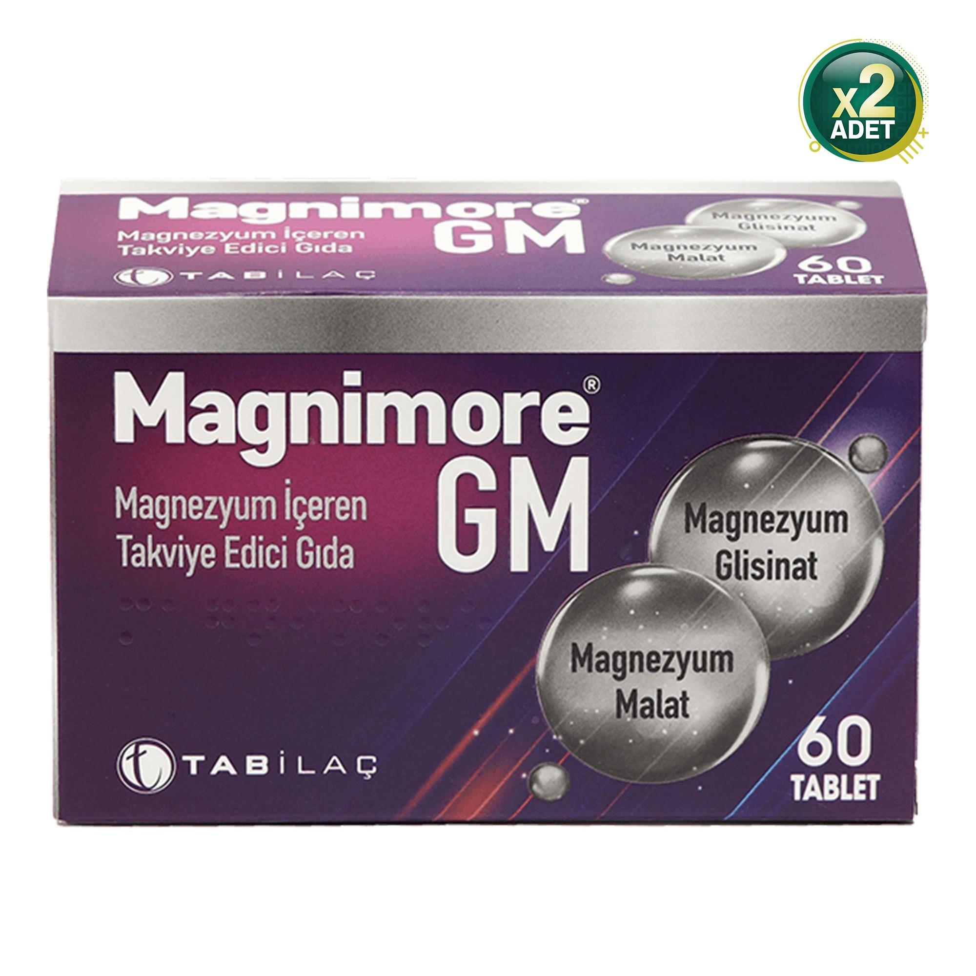 Magnimore GM Magnezyum İçeren Takviye Edici Gıda 60 Tablet 2 Adet 