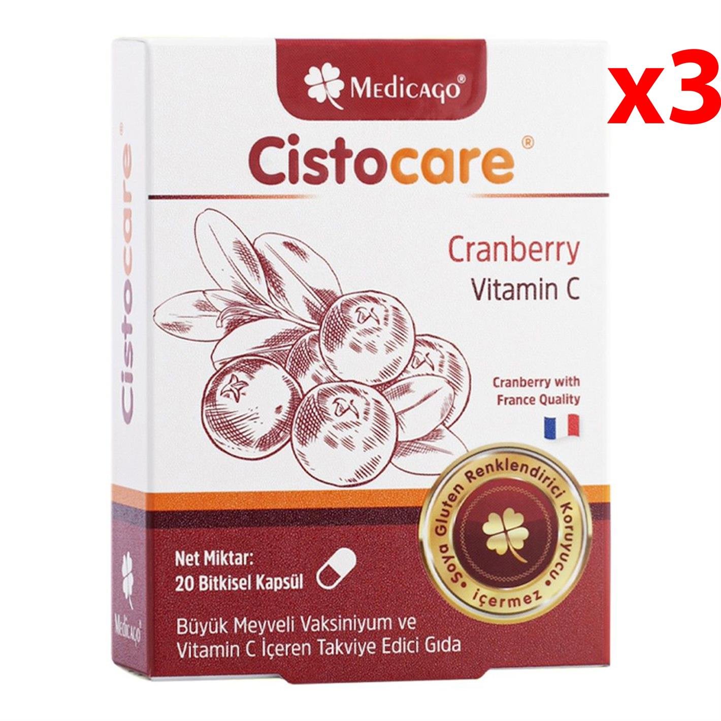 Medicago Cistocare Cranberry 20 Kapsül 3 Adet