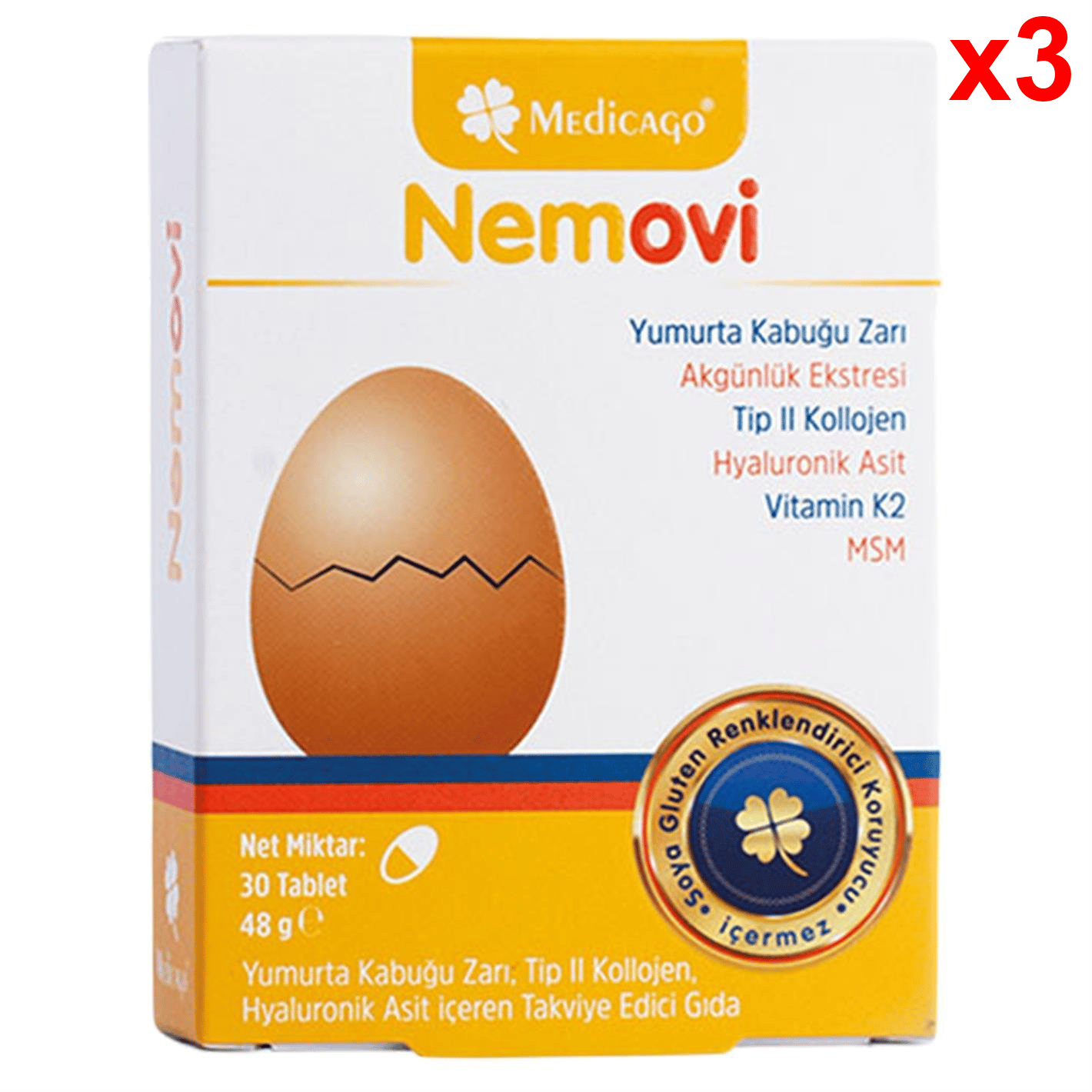 Medicago Nemovi Yumurta Kabuğu Zarı 30 Kapsül 3 Adet