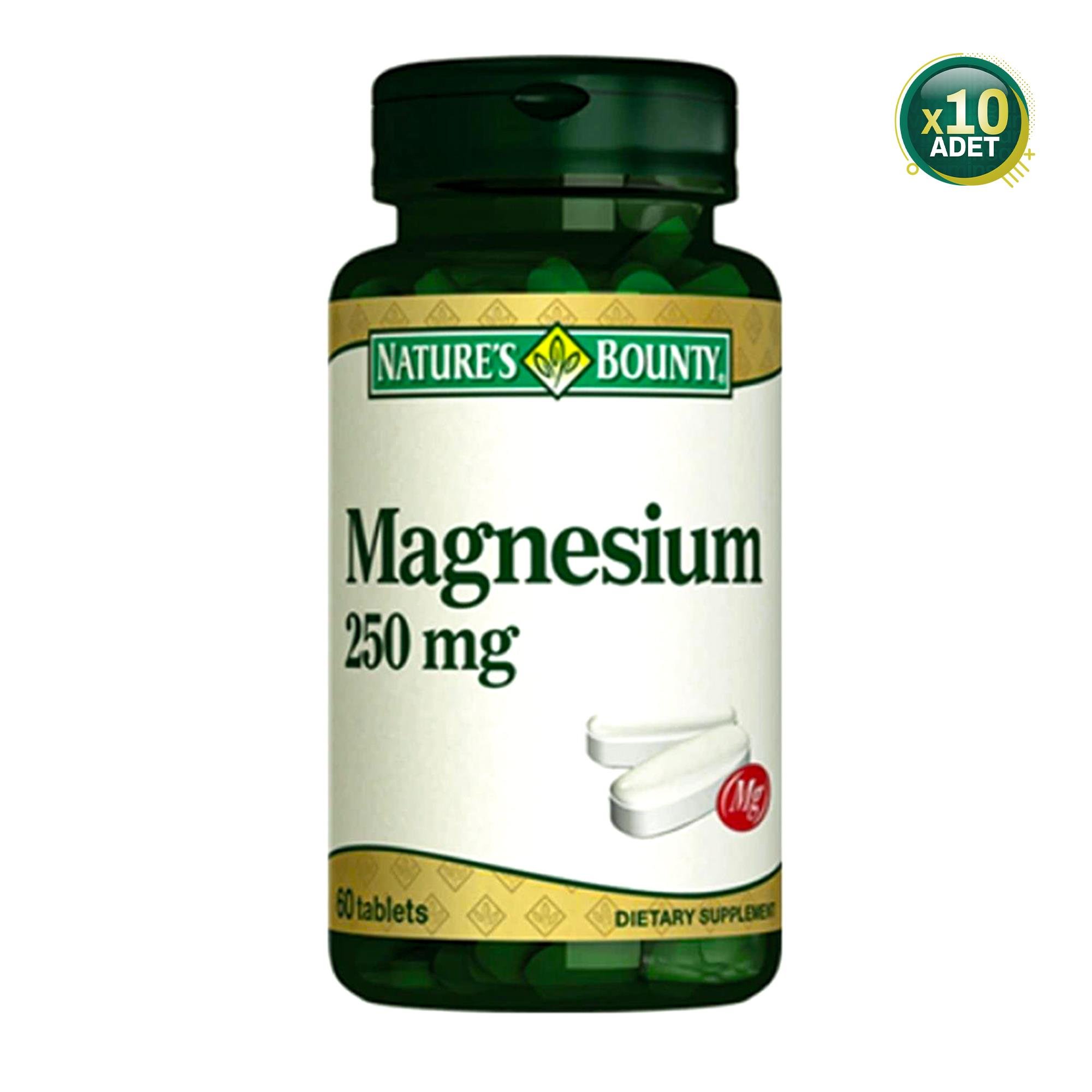 Natures Bounty Magnesium 250 mg 60 Tablet 10 Adet