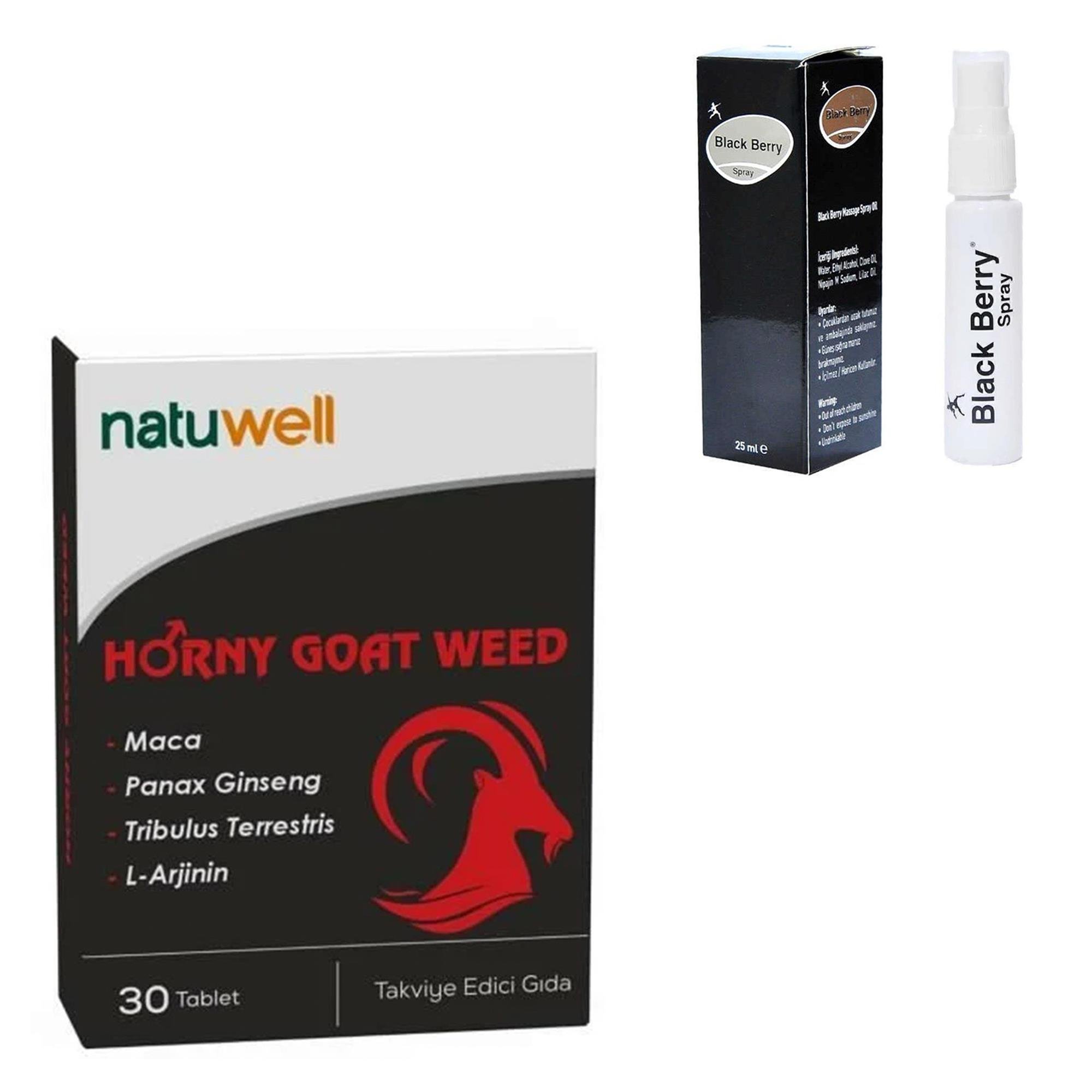 Natuwell Horny Goat Weed 30 Tablet 3 Adet + Black Berry Geciktirici Sprey Hediyeli