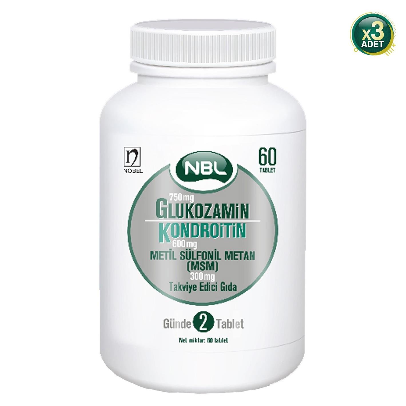 NBL Glukozamin Kondroitin Msm 60 Tablet 3 Adet