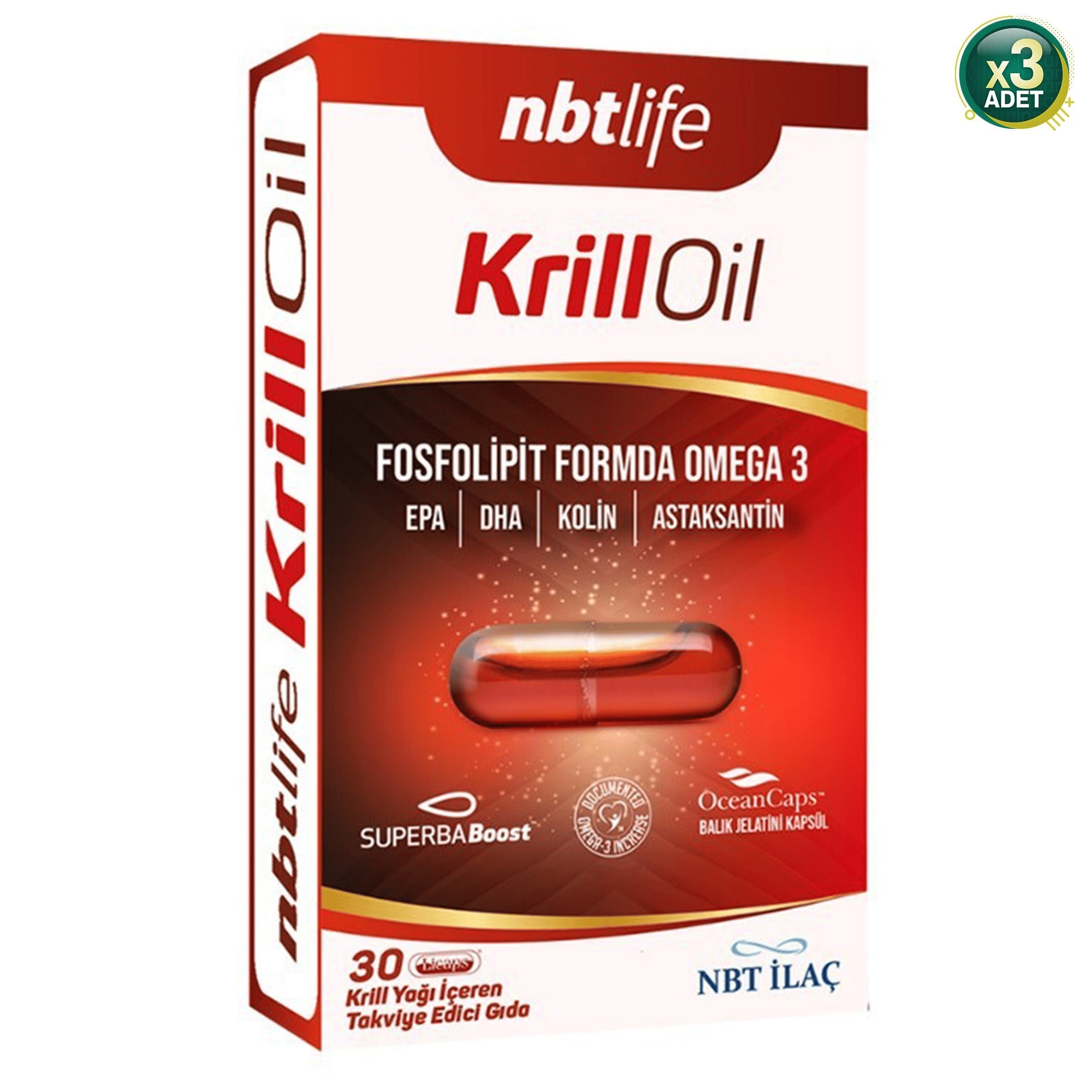 Nbt Life Krill Oil - Fosfolipit Form Omega 3 (Tekli Paket) ve Astaksantin - 30 Kapsül