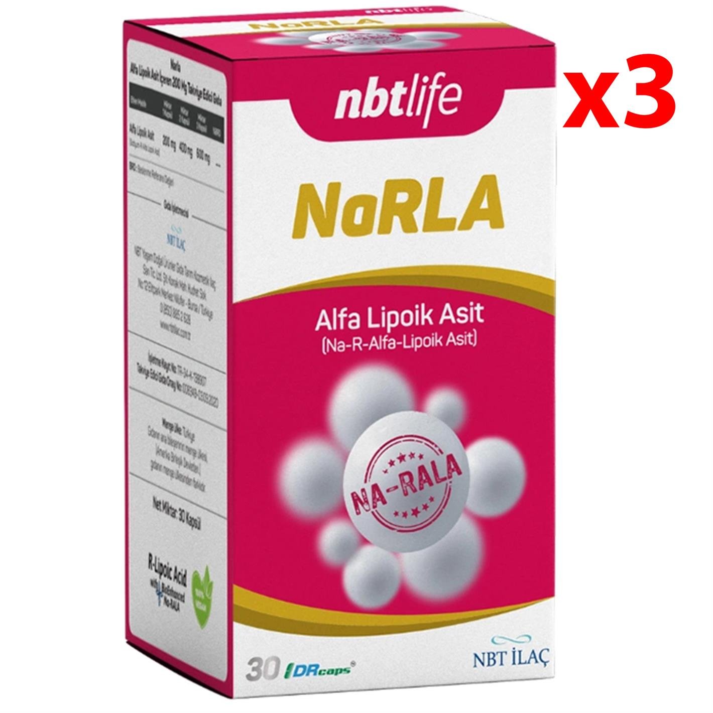 Nbt Life Narla Alfa Lipoik Asit Takviye Edici Gıda 30 Kapsül 3 Adet