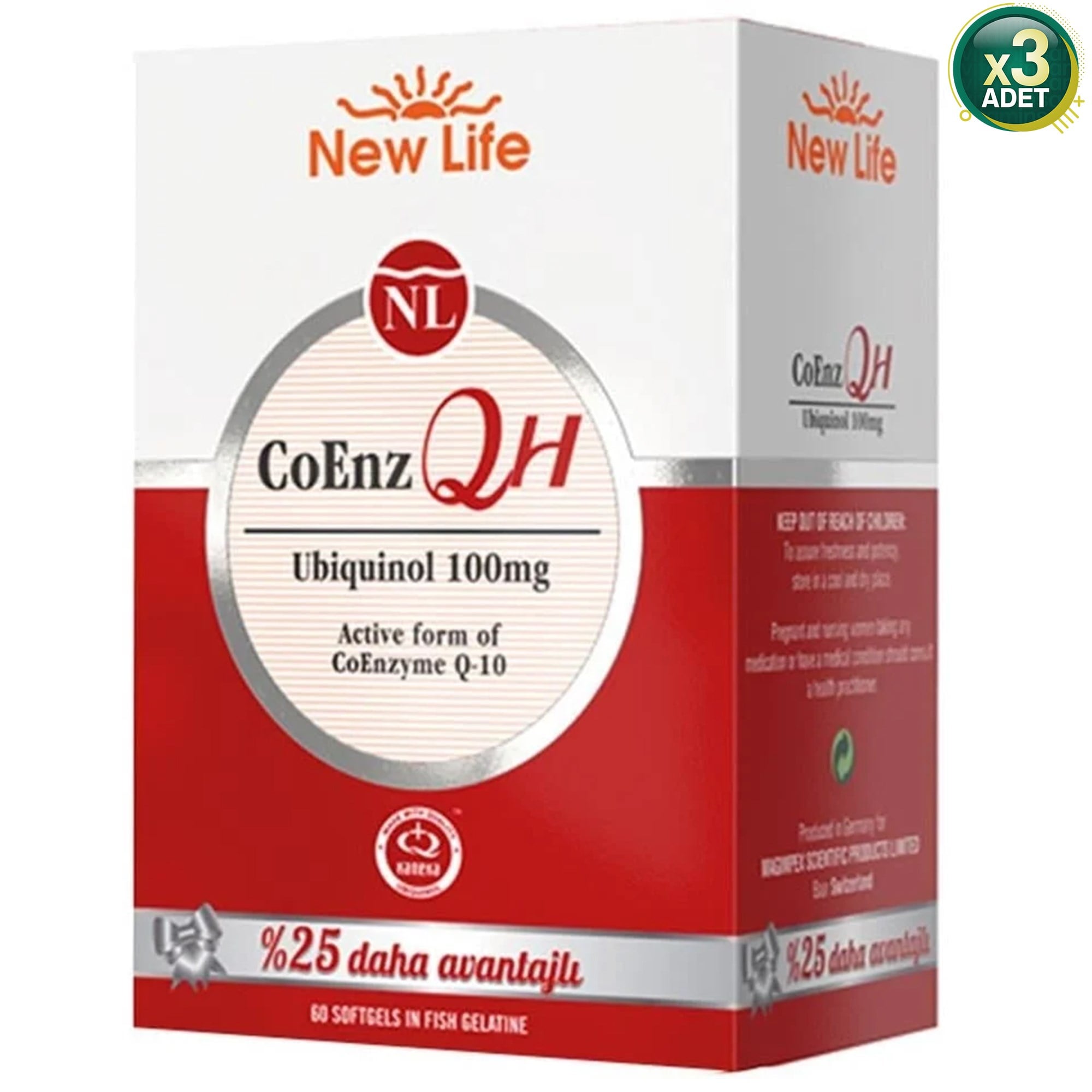 New Life Coenz QH Ubiquinol 60 Kapsül 3 Adet