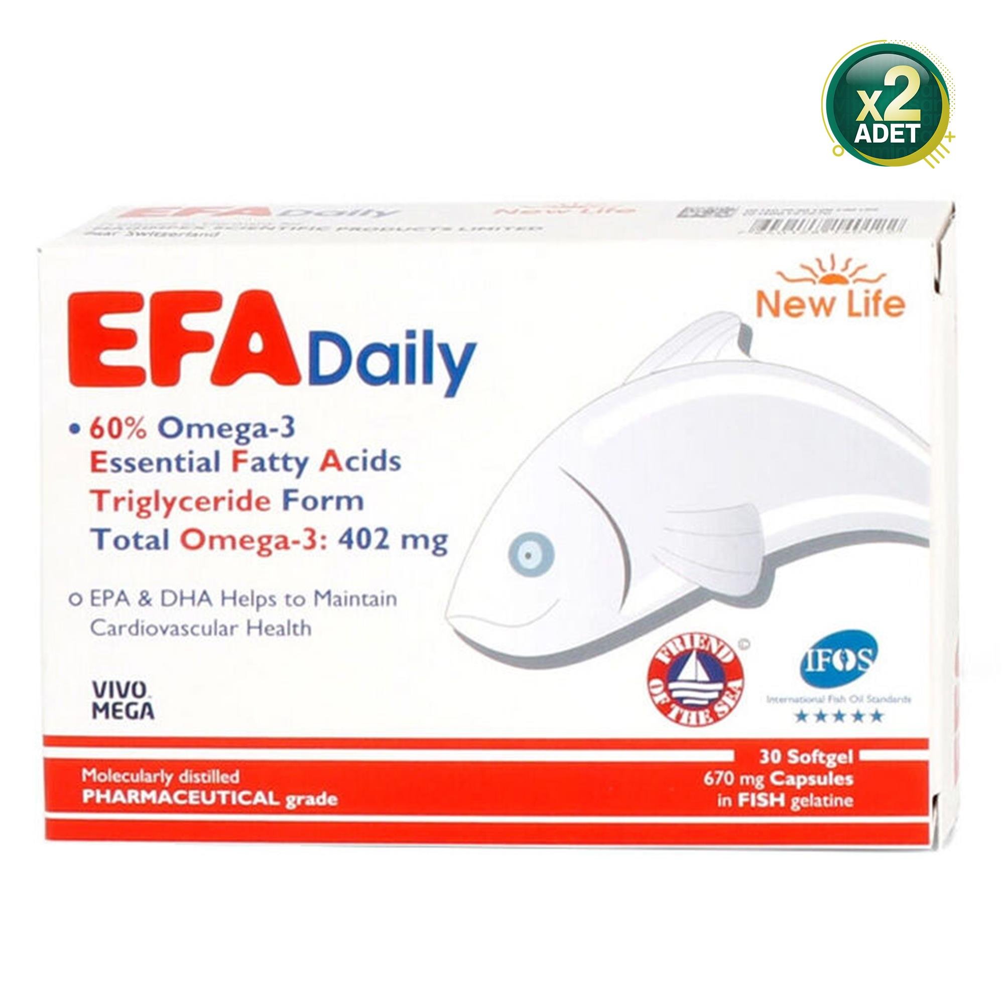 New Life Efa Daily Omega 3 Balık Yağı 30 Kapsül 2 Adet