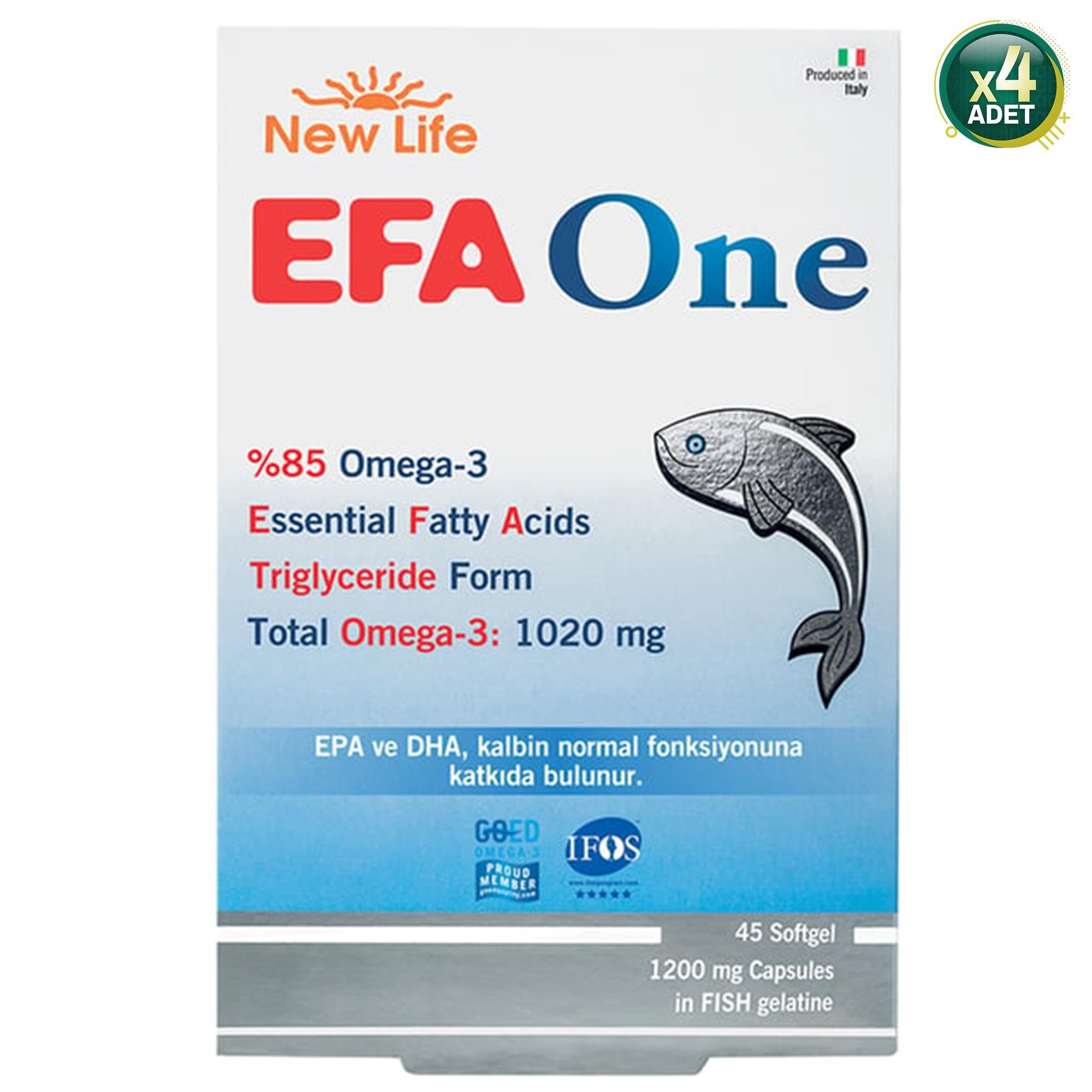 New Life Efa One Balık Yağı 45 Kapsül - 1020mg Omega 3 - 580mg EPA - 390mg DHA 4'lü (MF-66862-4)