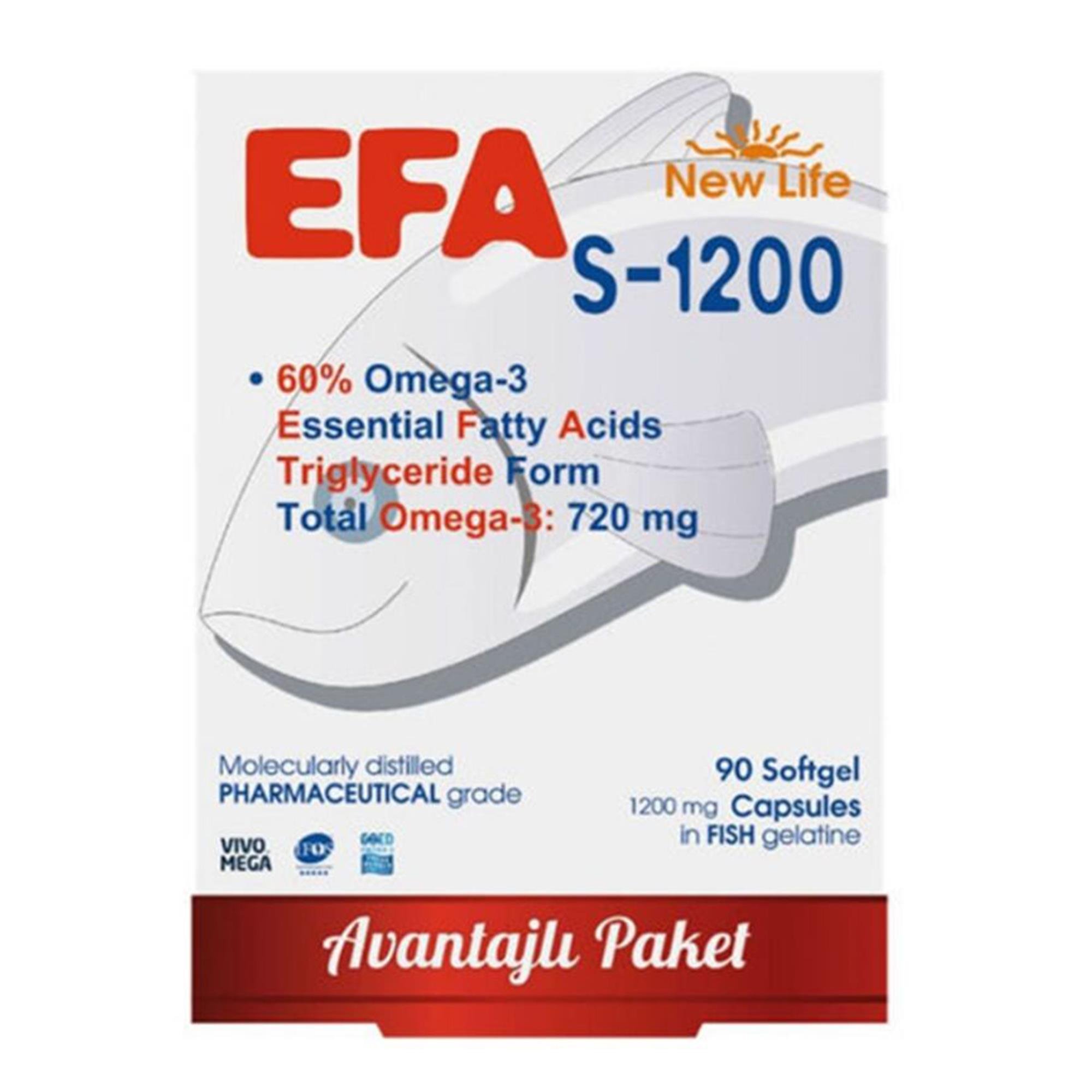 New Life Efa S-1200 Omega 3 Balık Yağı 90 Kapsül