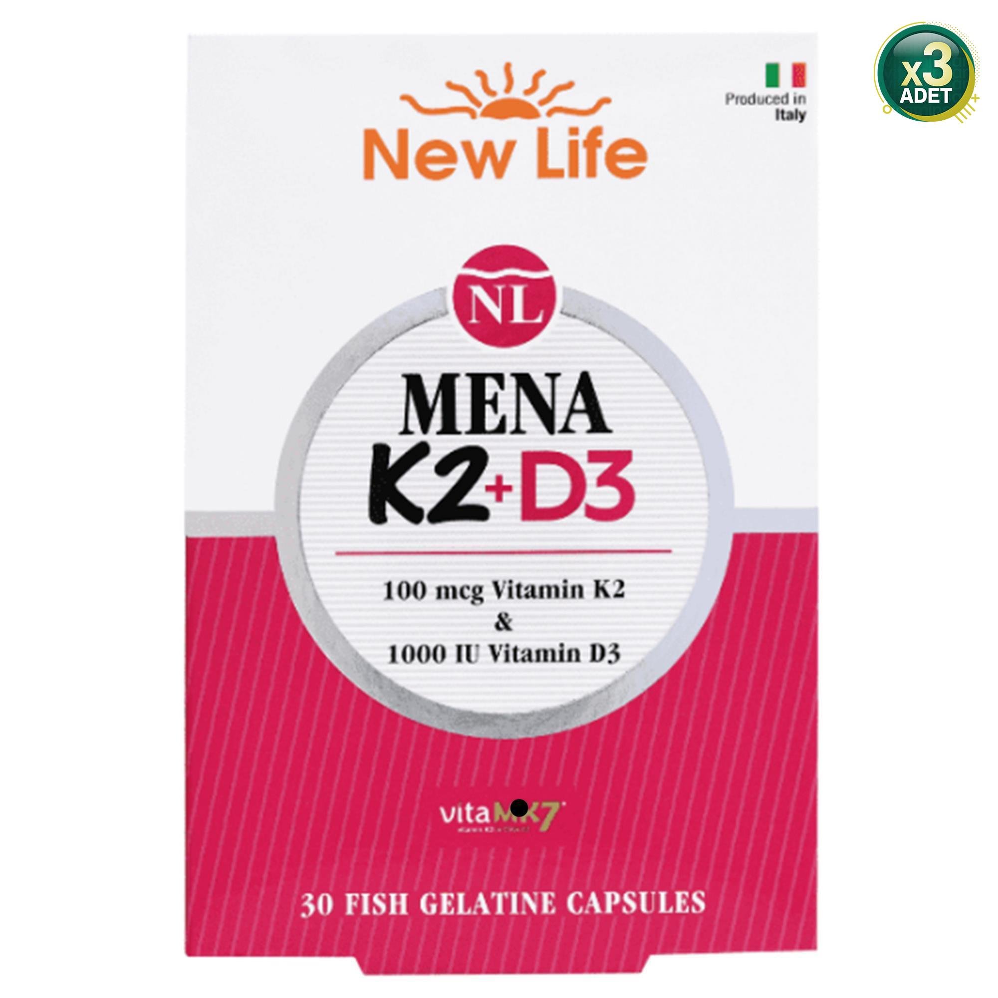 New Life Mena K2+D3 30 Kapsül 3'lü
