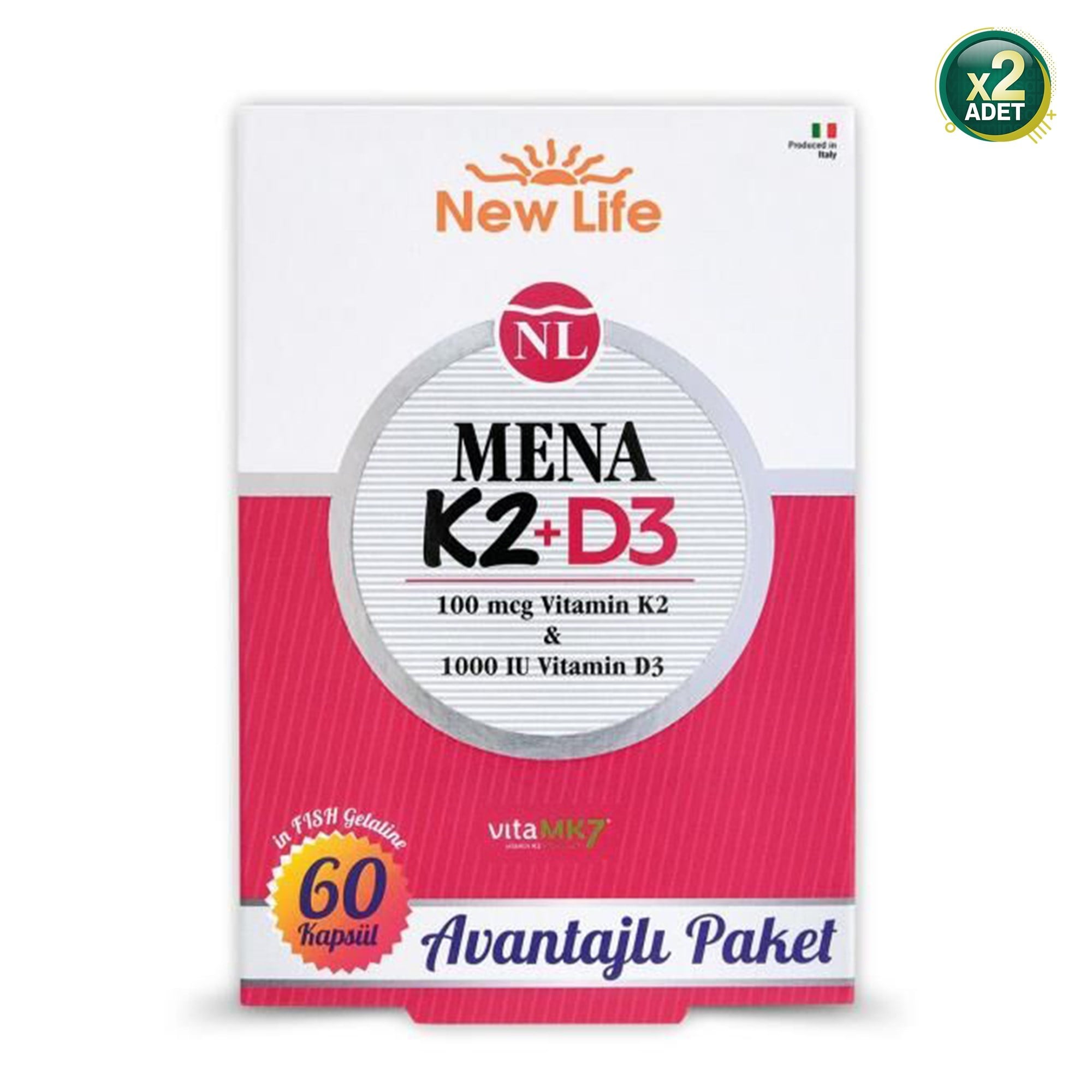 New Life Mena K2+D3 60 Kapsül 2'li Paket