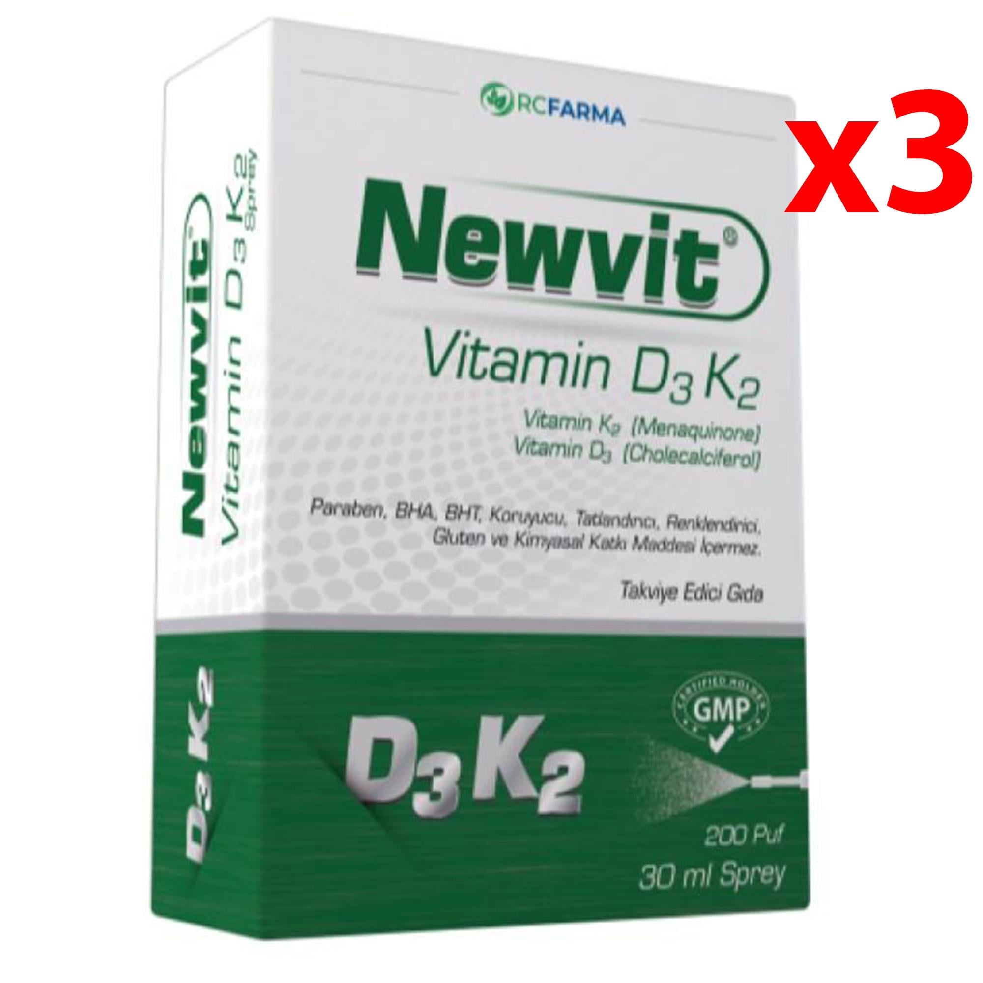 Newvit Vitamin D3K2 Sprey 30 ml 3 Adet