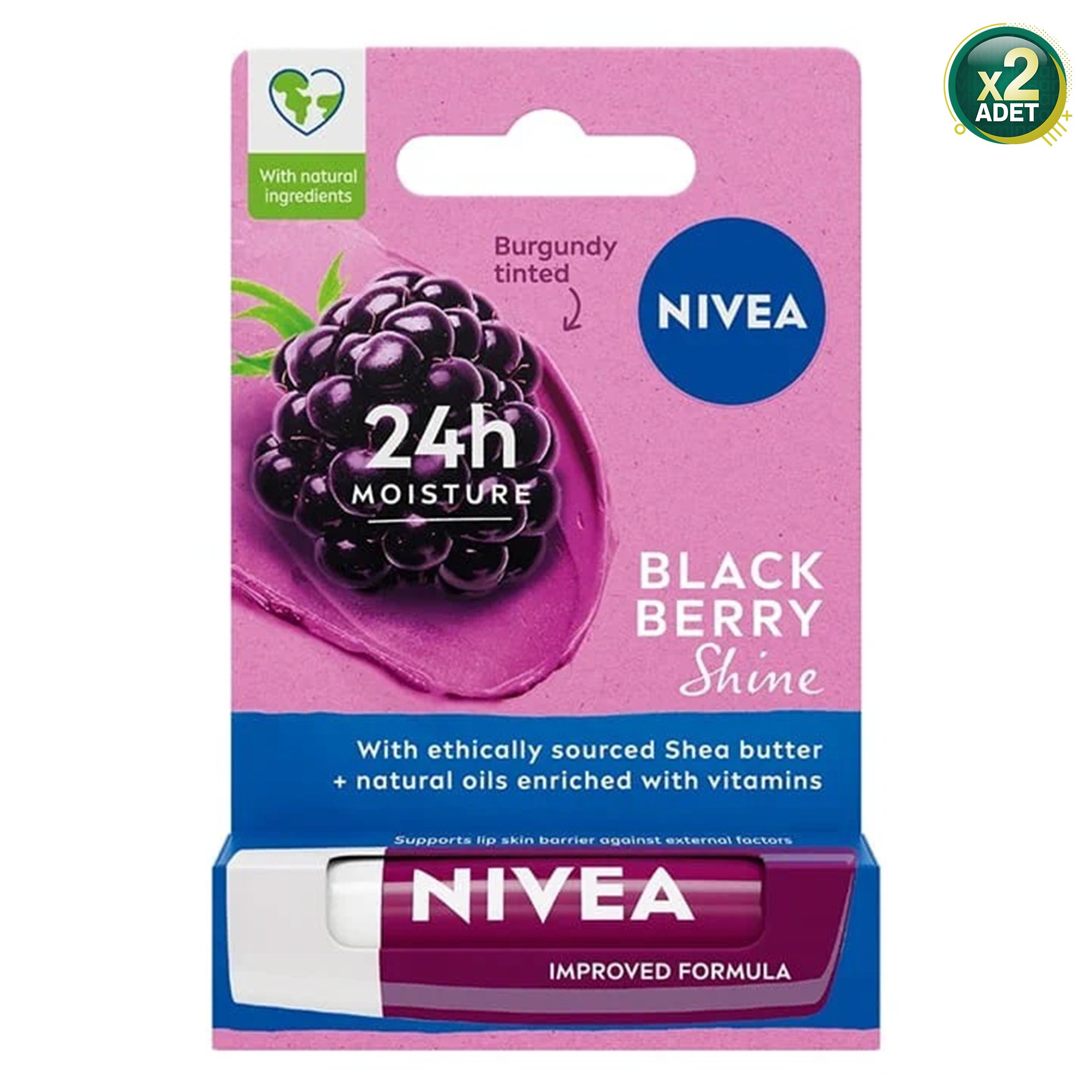Nivea Böğürtlen Dudak Bakım Kremi 4,8 gr 2 Adet