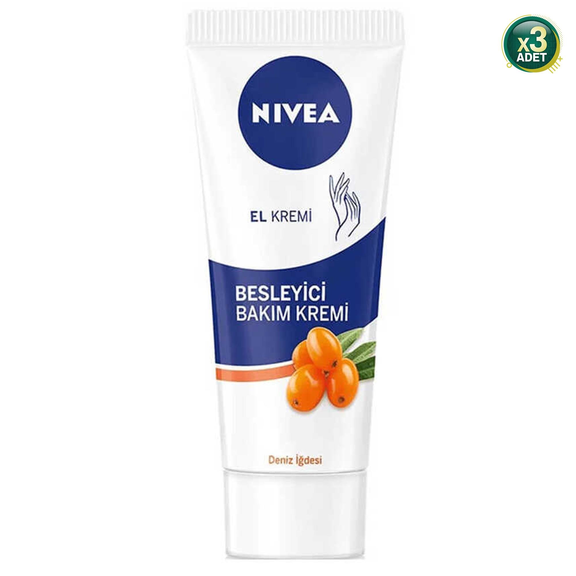 Nivea E Vitamini Deniz İğdesi 75 ml 3 Adet El ve Tırnak Kremi