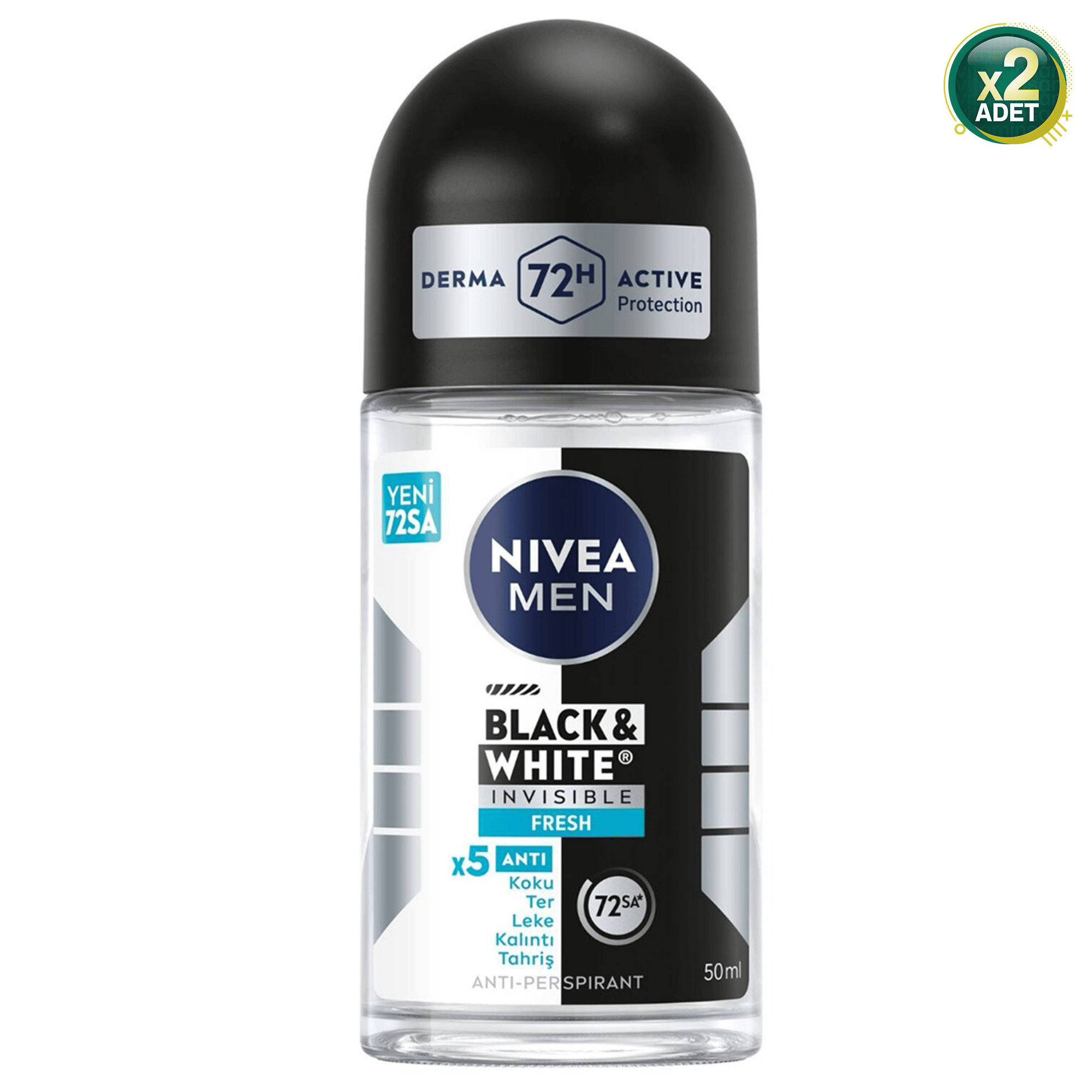 Nivea Men Black & White Invisible Erkek Roll-On 50 ml 2 Adet