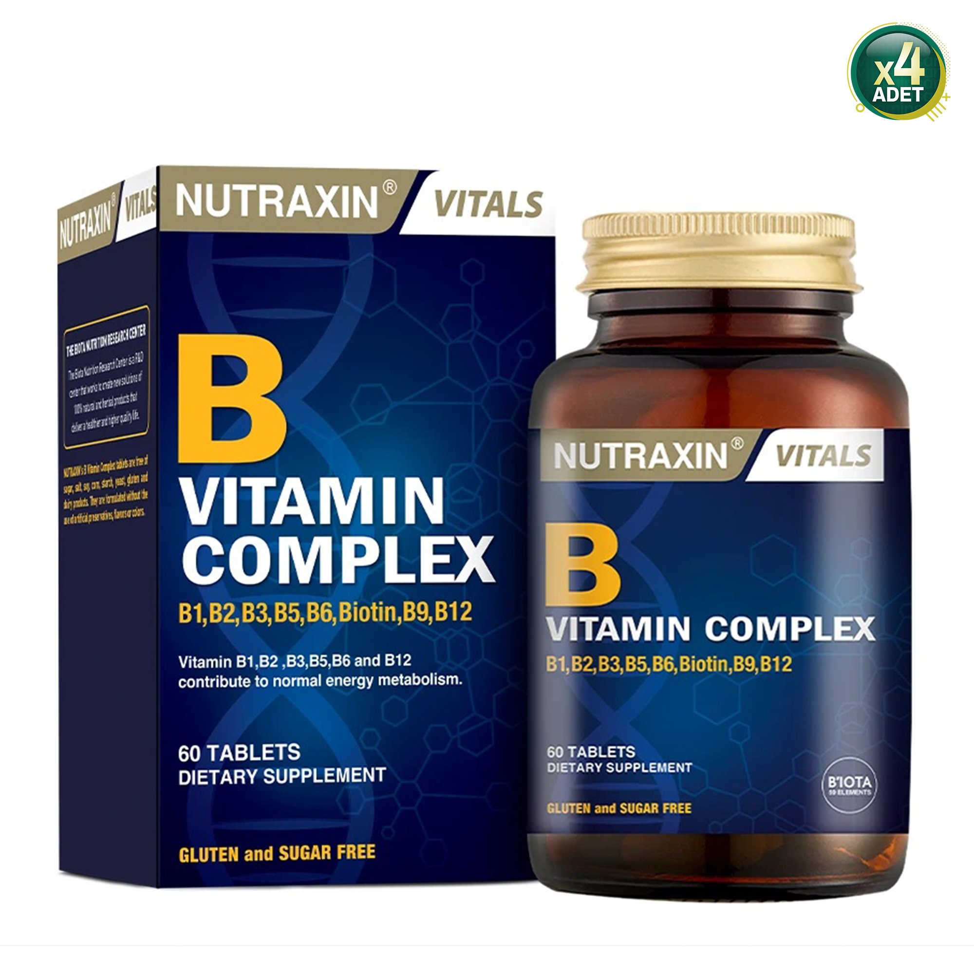Nutraxin B Vitamin Complex 60 Tablet 4 Adet