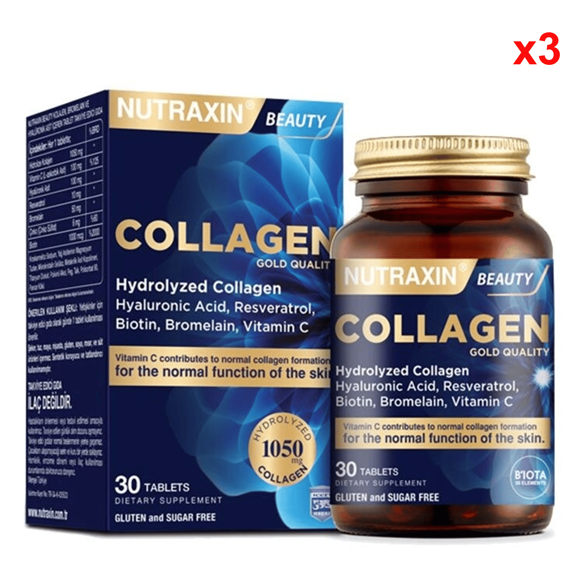 Nutraxin Collagen Beauty Takviye Edici Gıda 30 Tablet 3 Adet