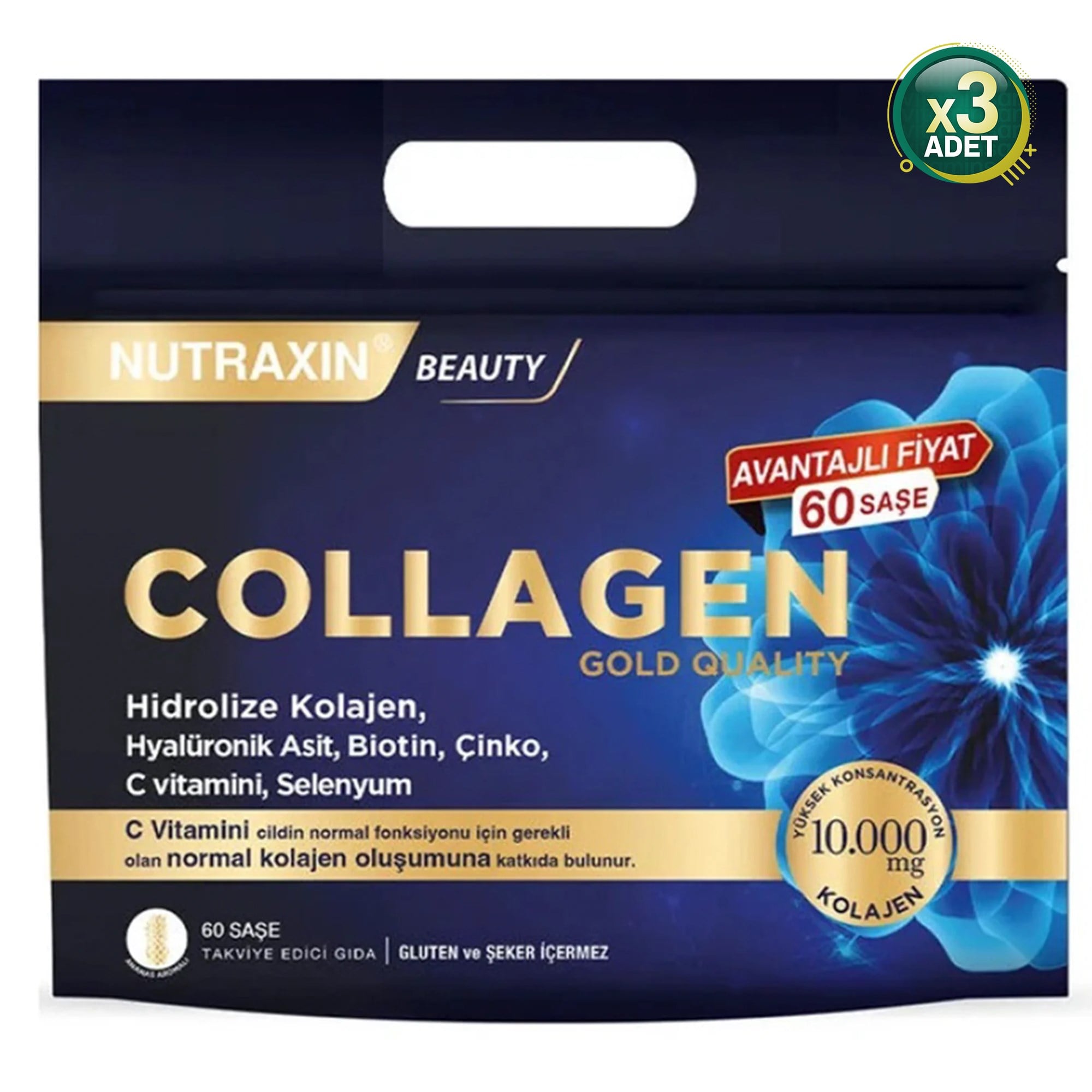 Nutraxin Collagen Gold Quality Hidrolize Kolajen 60 Şase 3 Adet