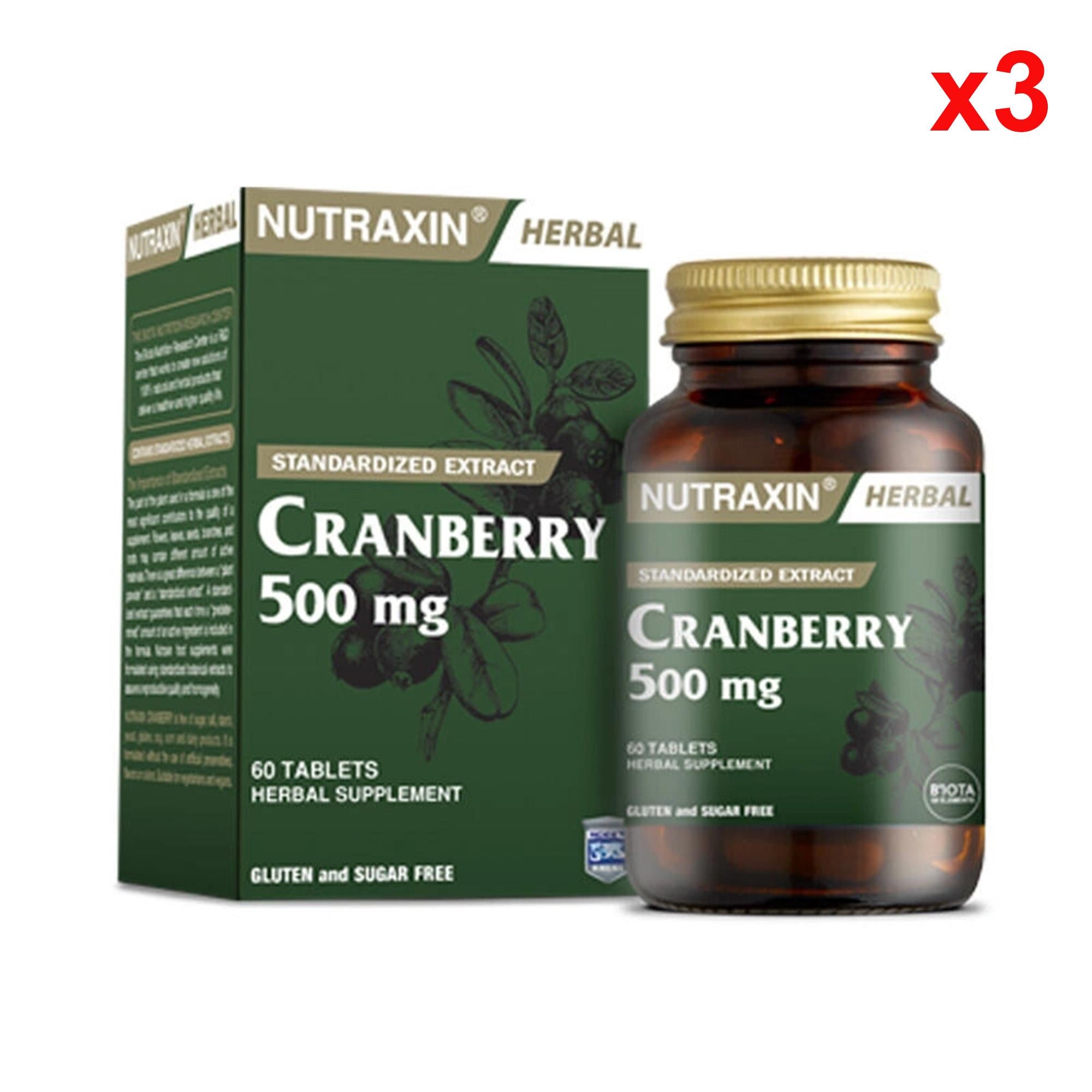 Nutraxin Cranberry 500 mg Takviye Edici Gıda 60 Tablet 3 Adet