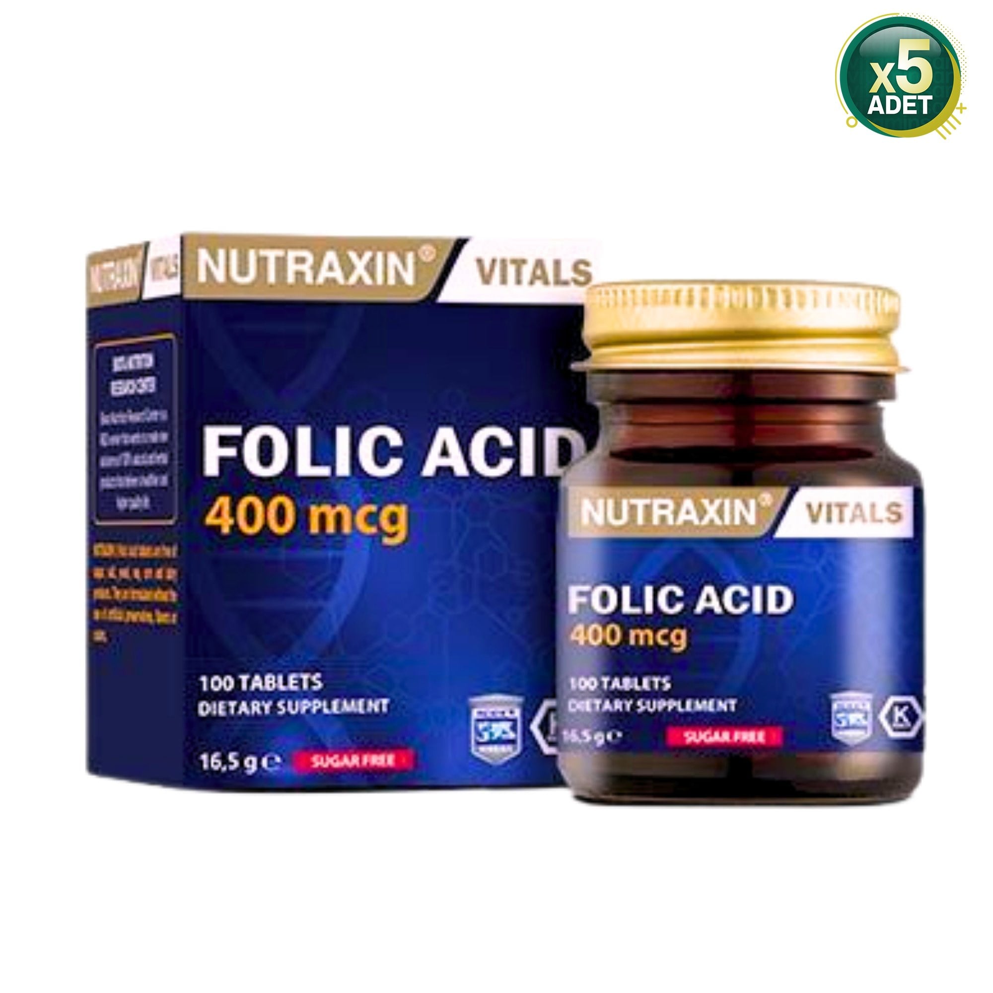 Nutraxin Folic Acid 400 Mcg 100 Tablet 5'li