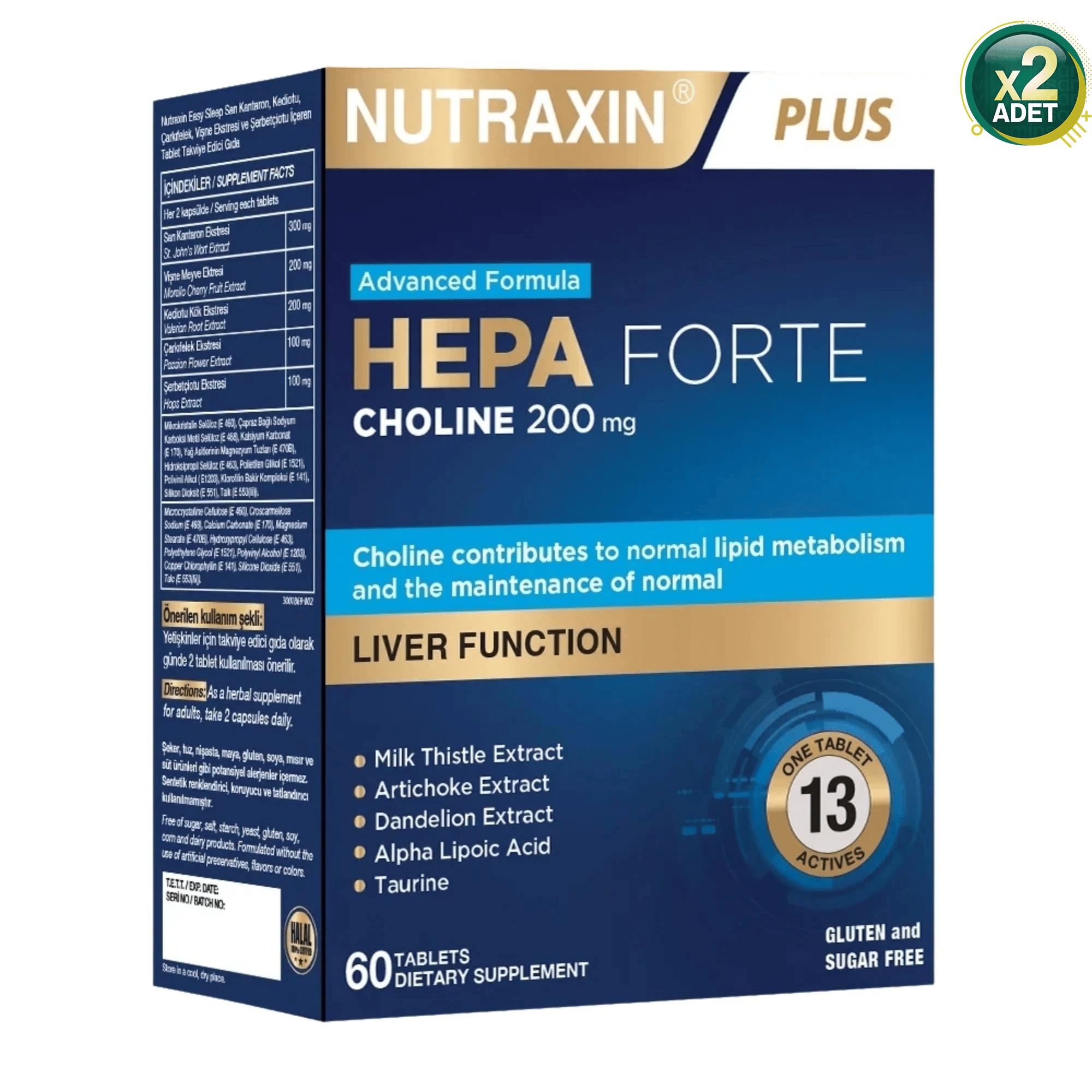 Nutraxin Hepa Forte Kolin 200 mg 60 Tablet 2 Adet