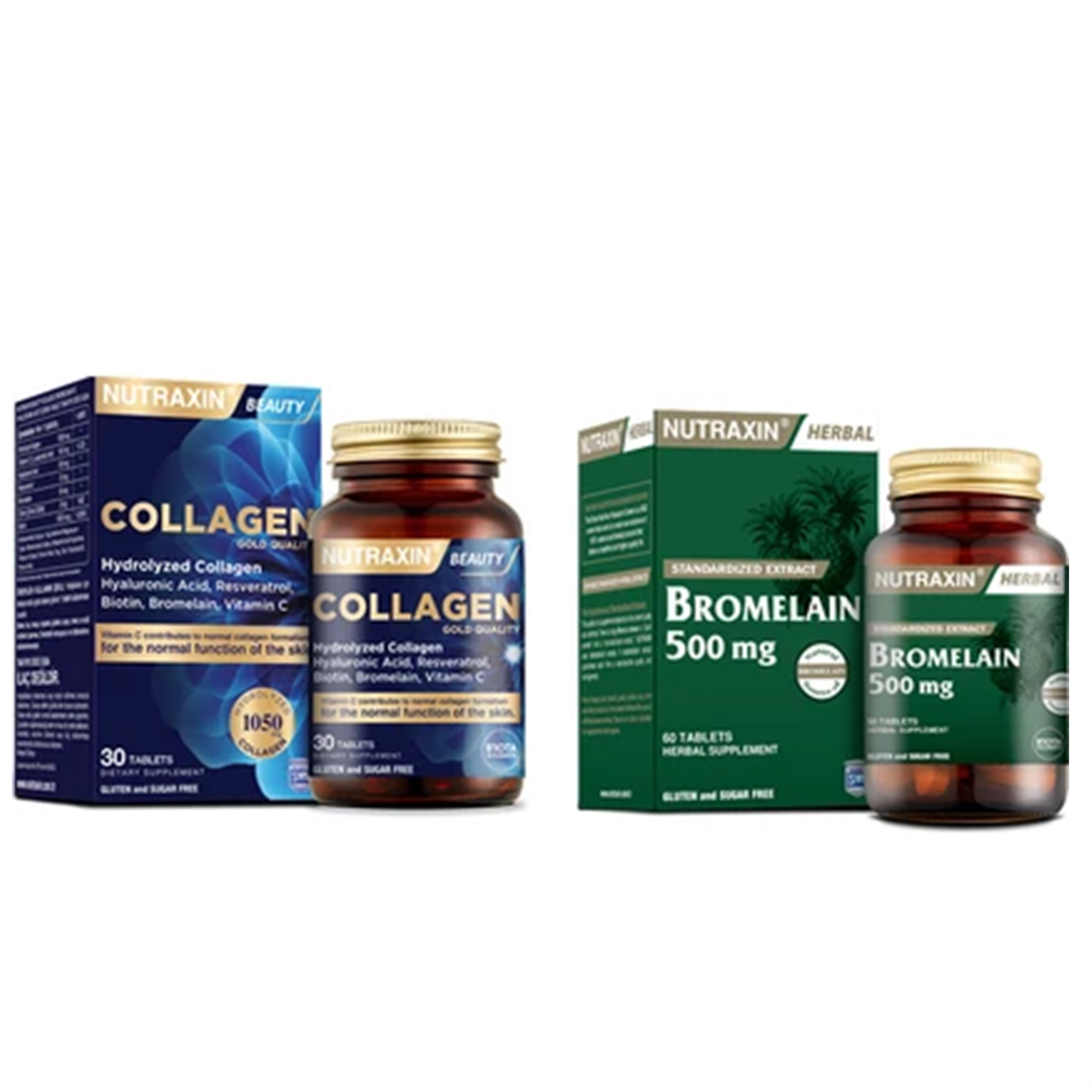 Nutraxin Hidrolize Hyaluronic Acid 30 Tablet + Bromelain 500 Mg 60 Tablet