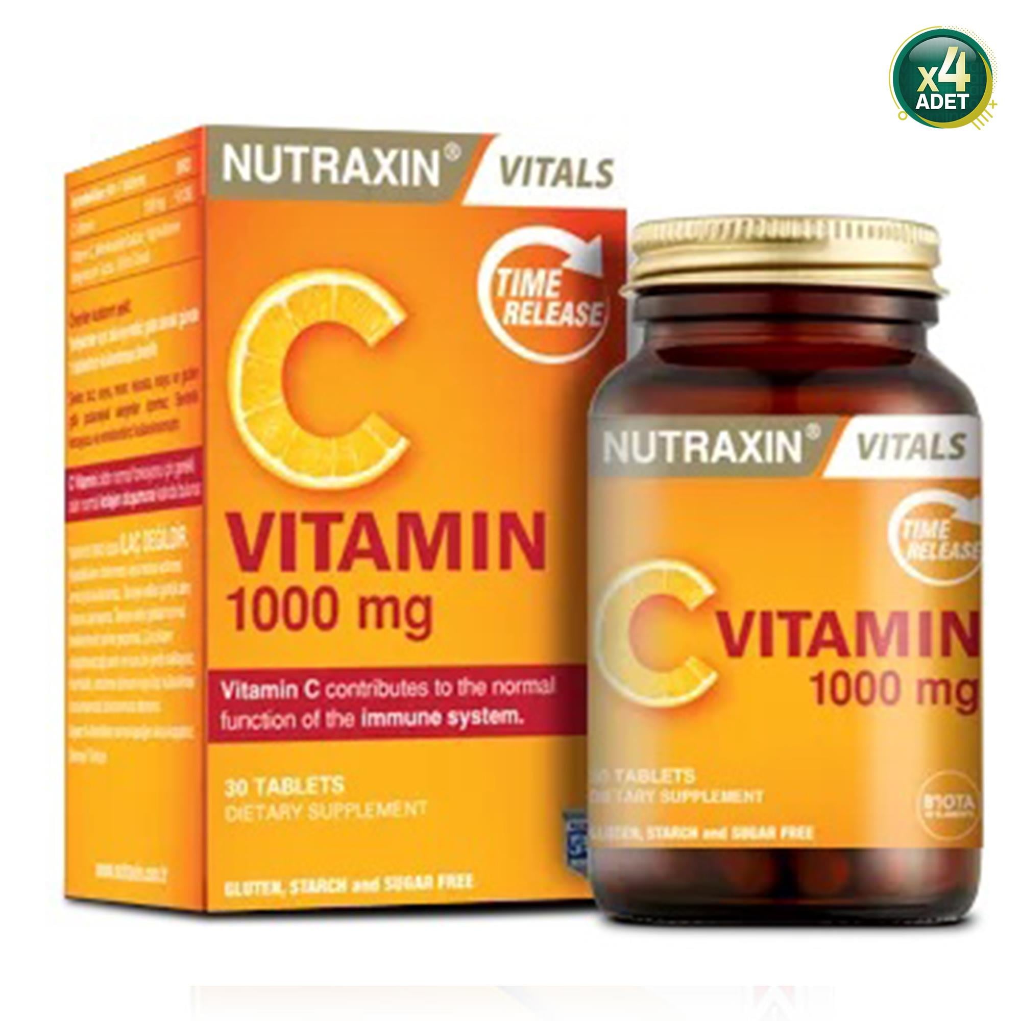 Nutraxin Vitamin C 1000 mg 30 Tablet 4'lü