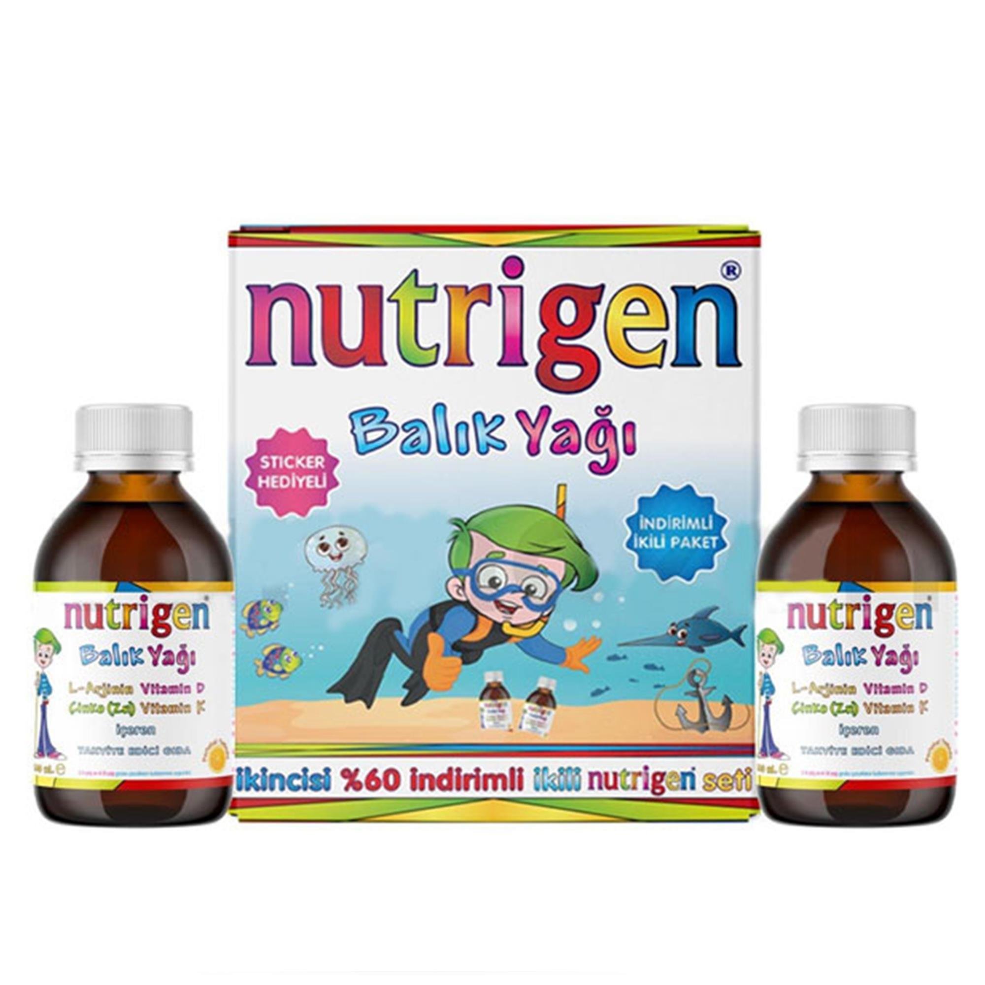 Nutrigen Balık Yağı Şurup Kofre 200 ml - İkincisi %60 İndirimli + Sticker Hediyeli