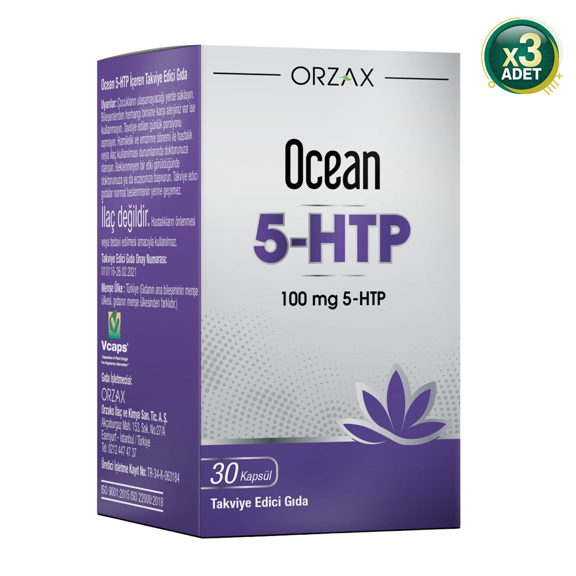 Ocean 5 Htp 100 mg 30 Kapsül 3 Adet
