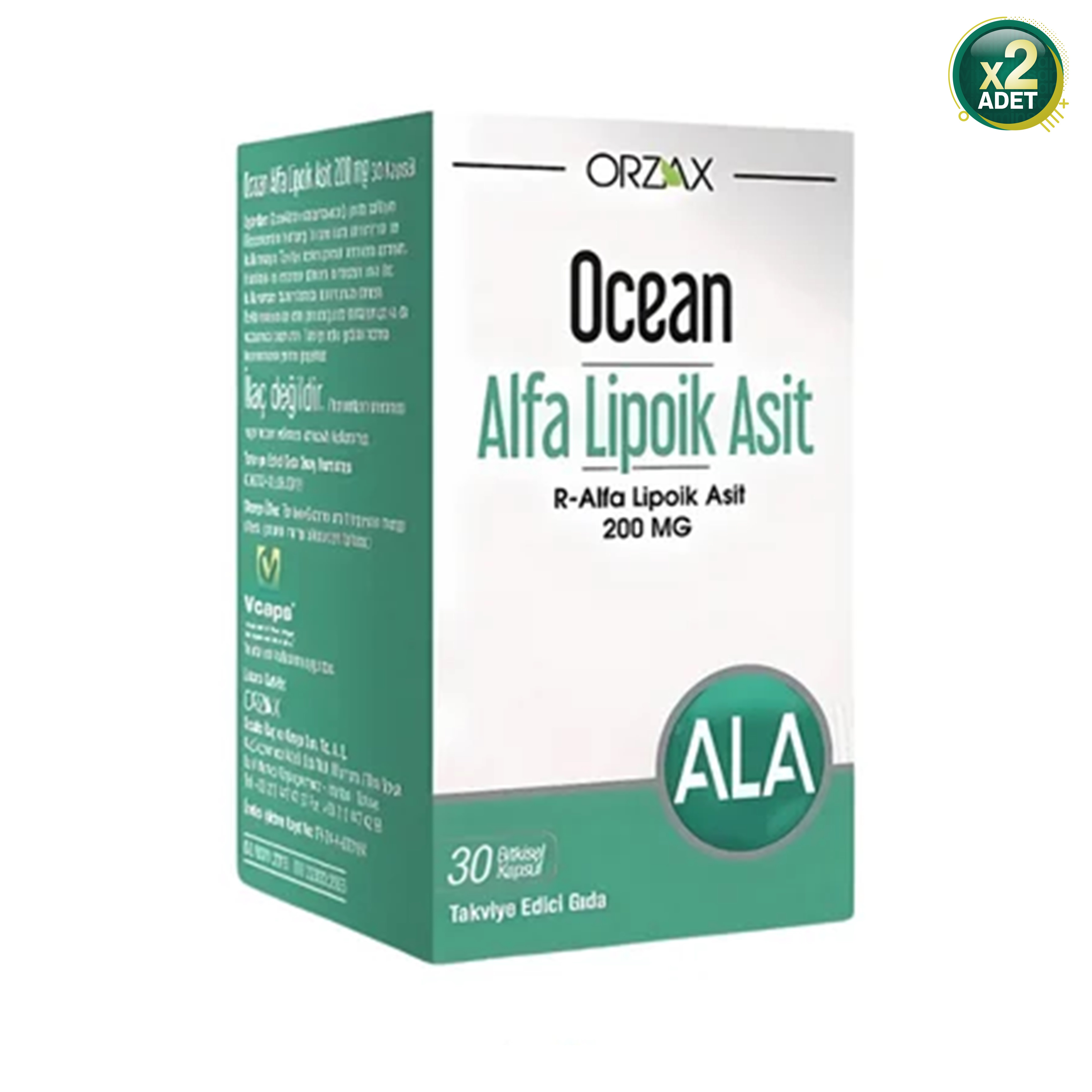 Ocean Alfa Lipoik Asit 200 mg 30 Kapsül 2'li Paket