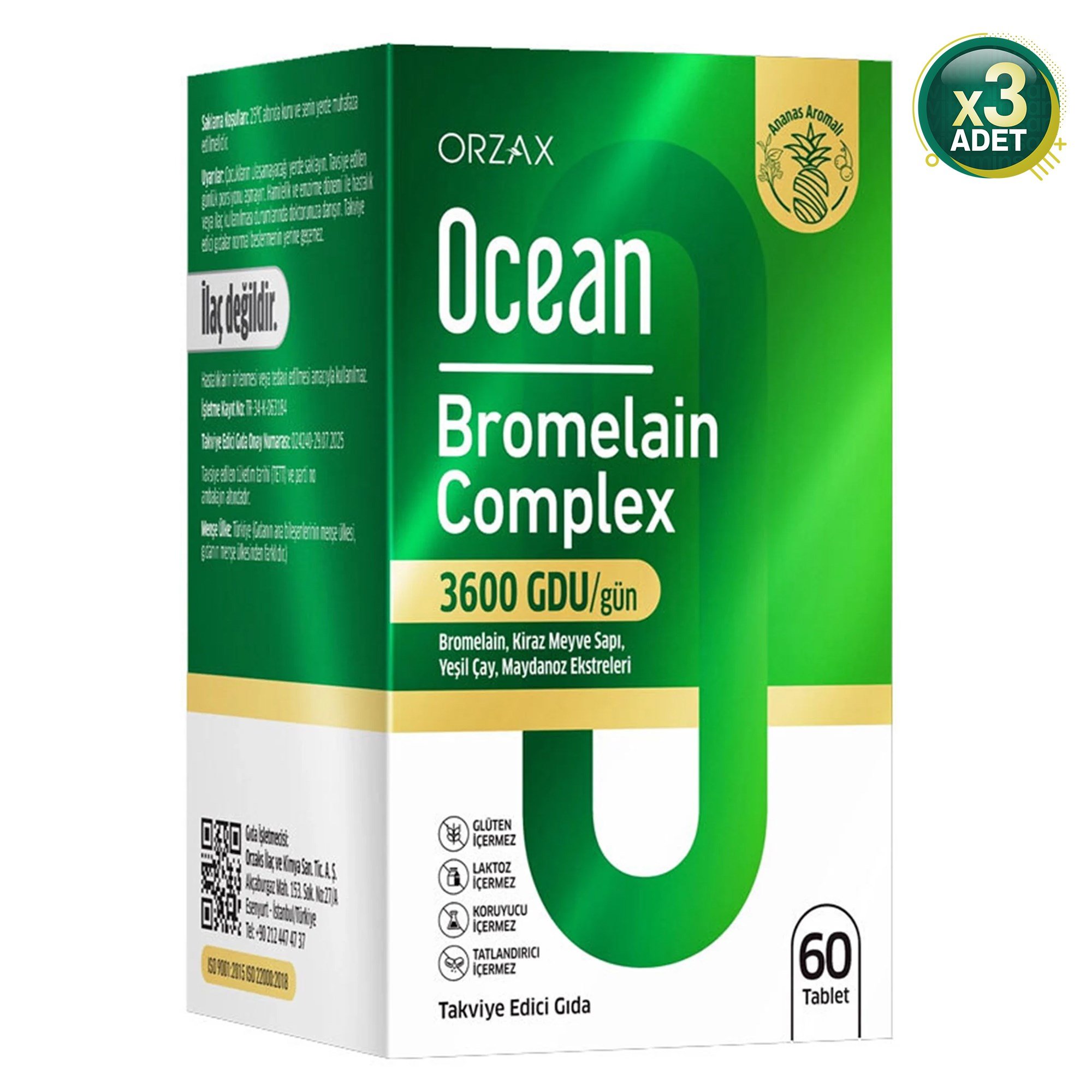 Ocean Bromelain Complex 60 Tablet 3 Adet