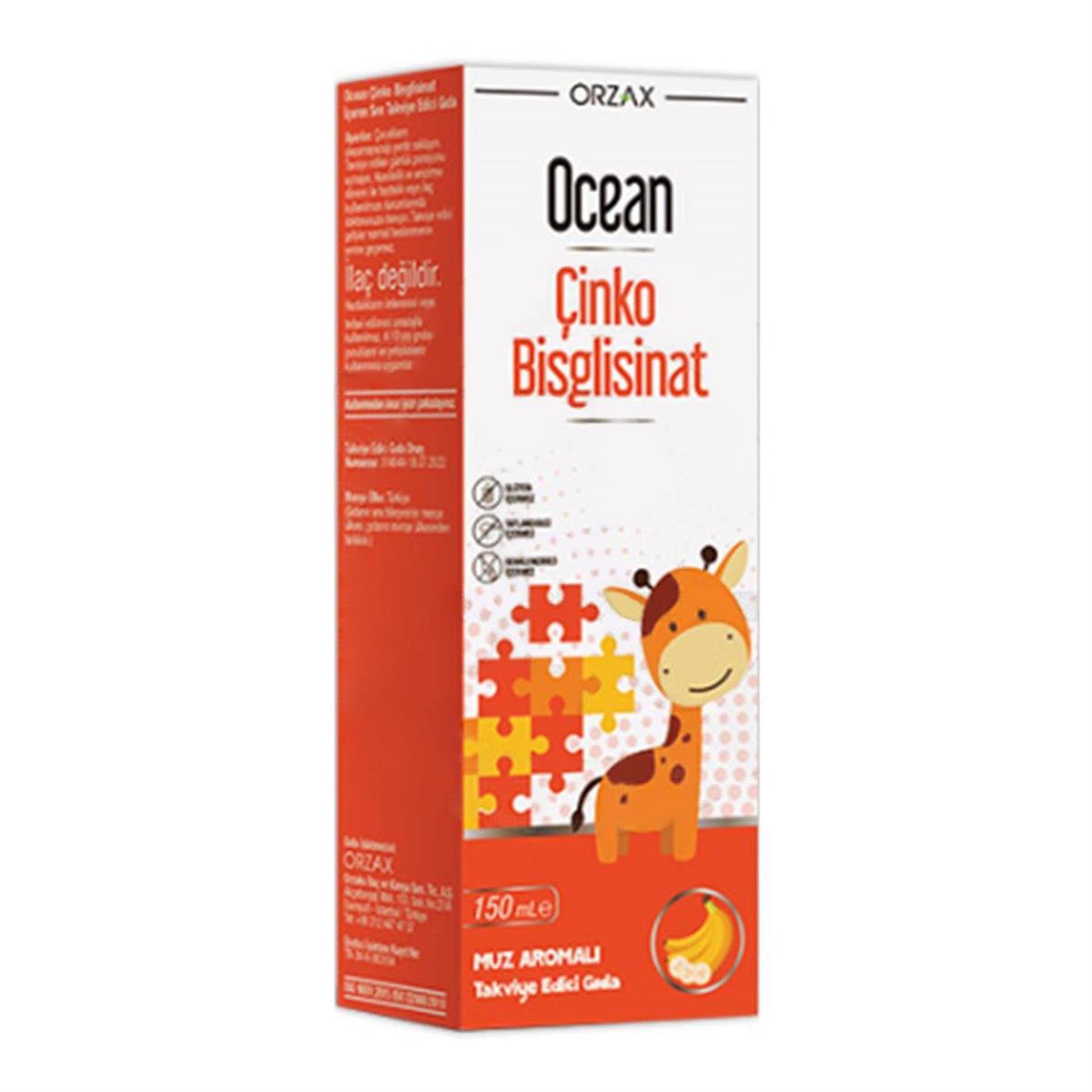 Ocean Çinko Bisglisinat Şurup Muz Aromalı 150 ml