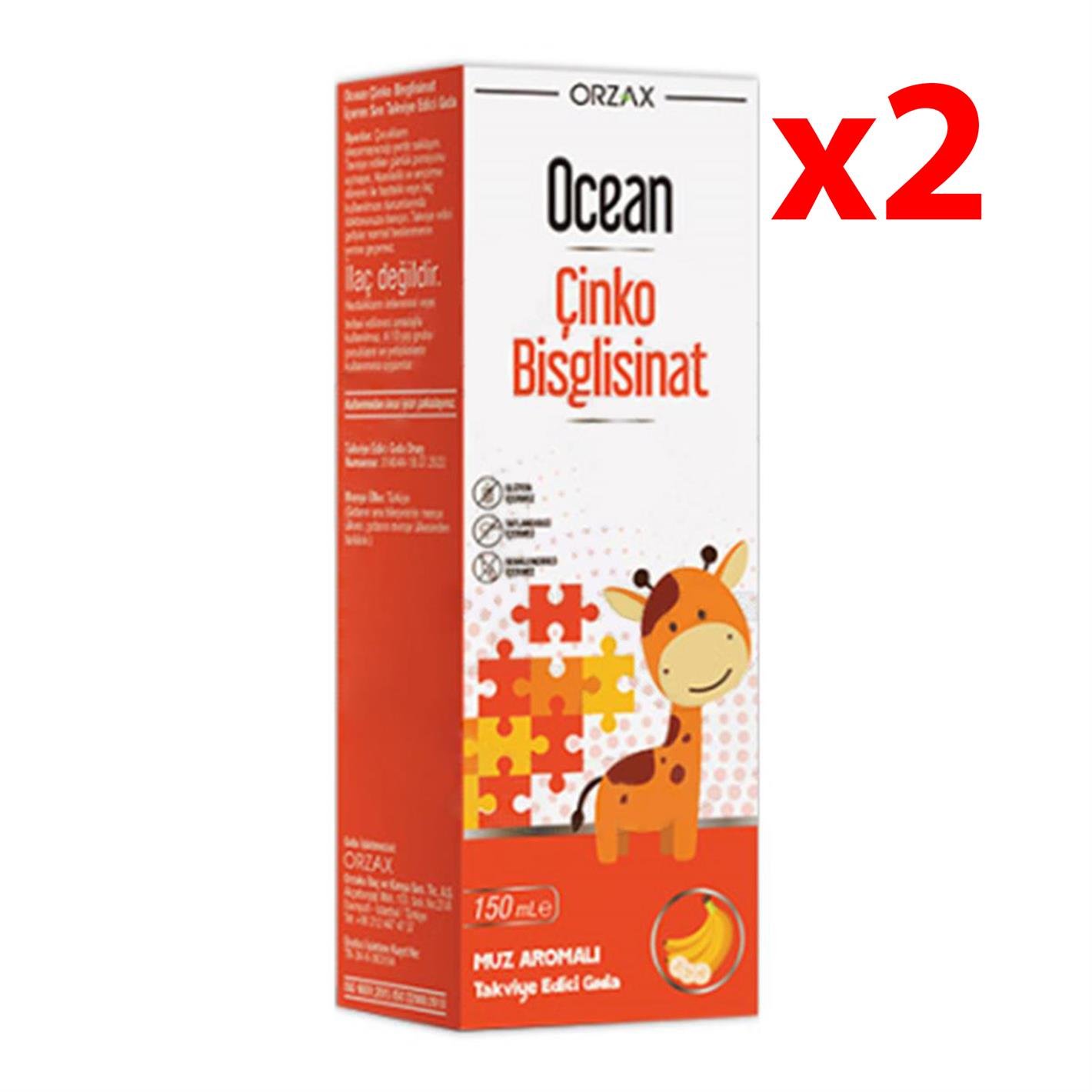 Ocean Çinko Bisglisinat Şurup Muz Aromalı 150 ml 2 Adet