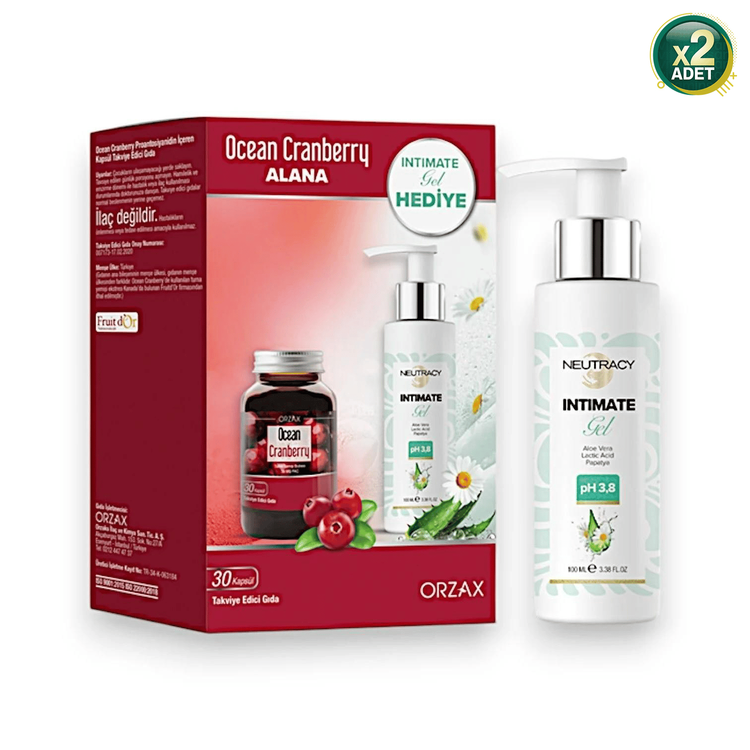 Ocean Cranberry Turna Yemişi Ekstresi 30 Kapsül + Neutracy İntim Jel 100 ml Hediyeli 2 Adet