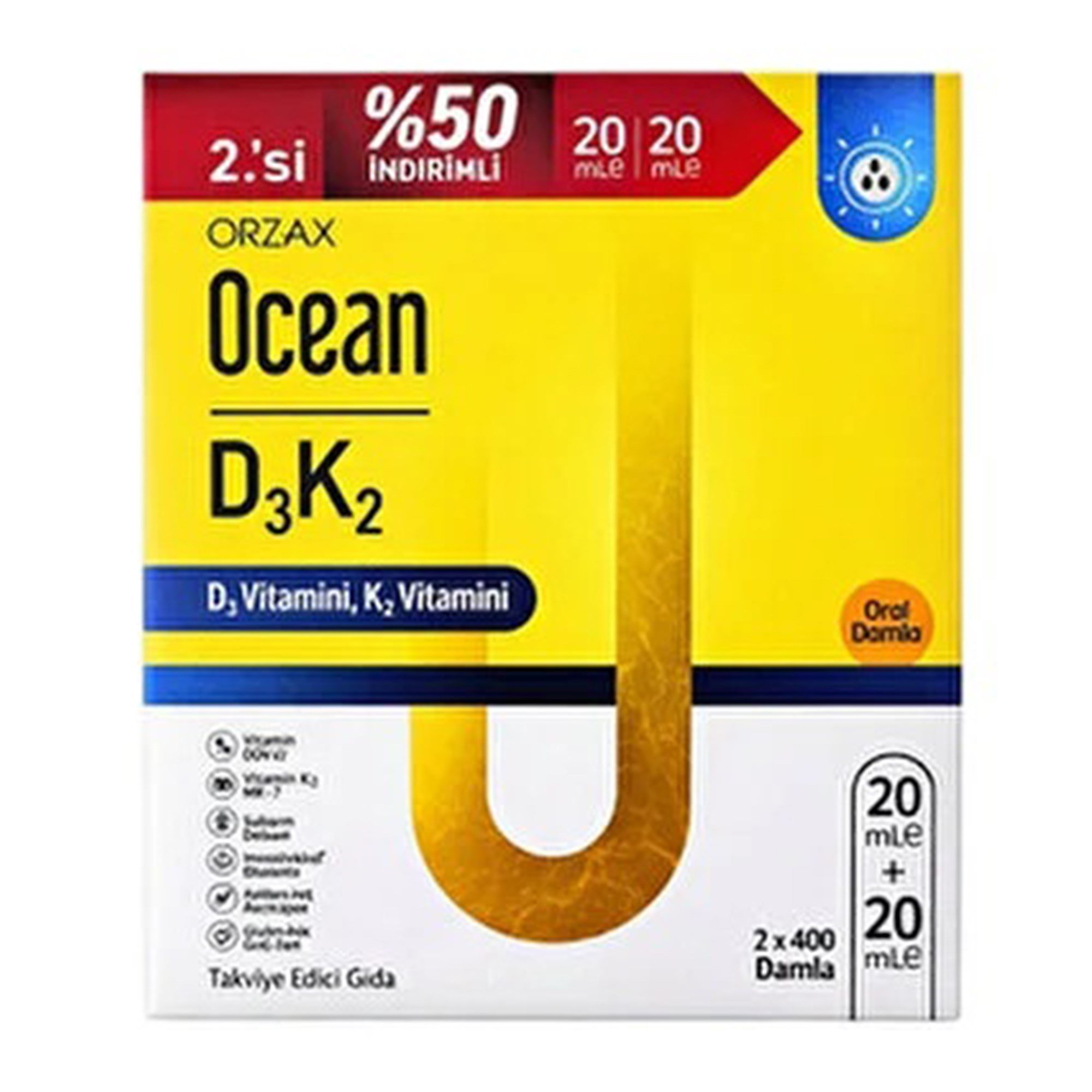 Ocean D3K2 Damla 20 ml 2'li