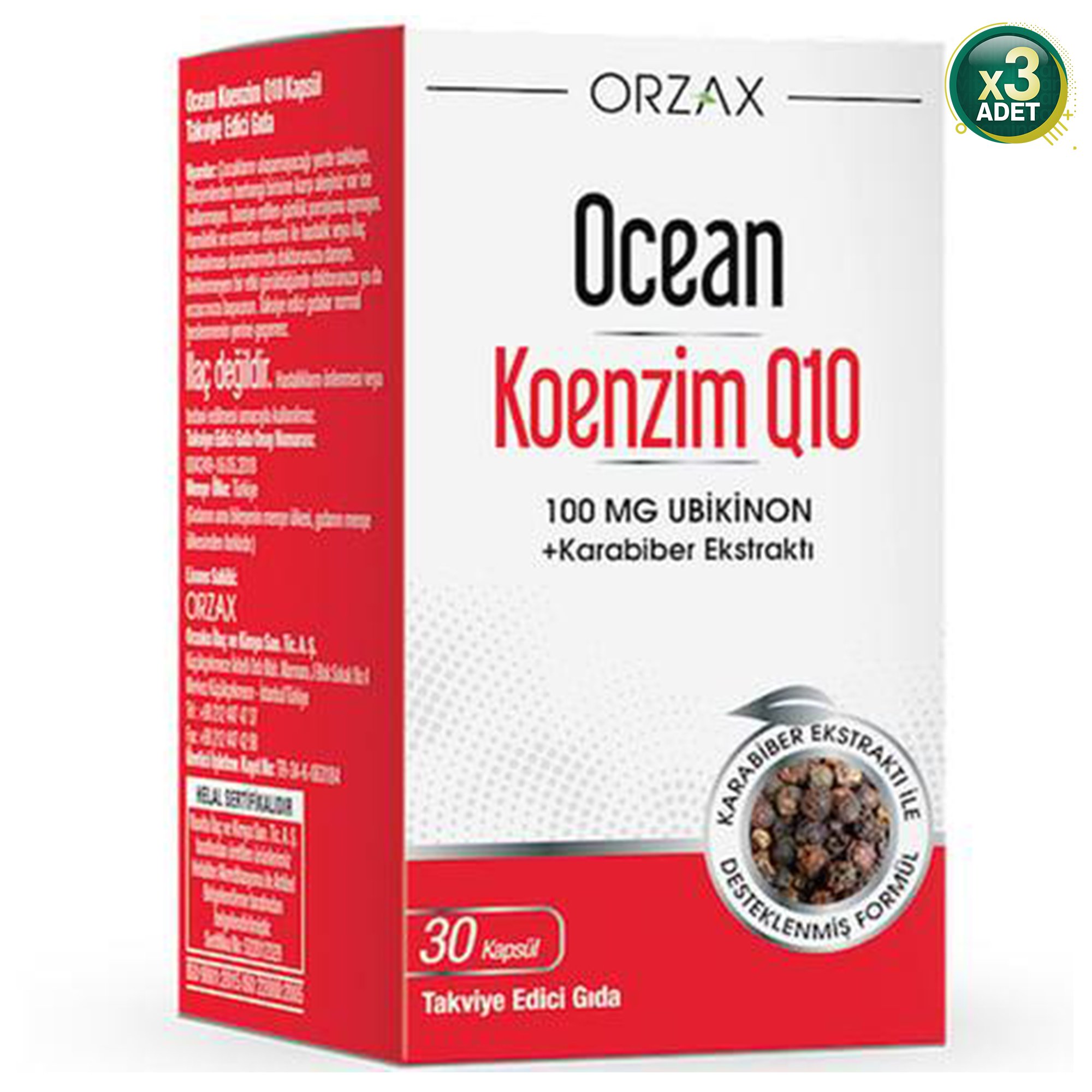 Ocean Koenzim Q10 100 mg 30 Kapsül 3'lü