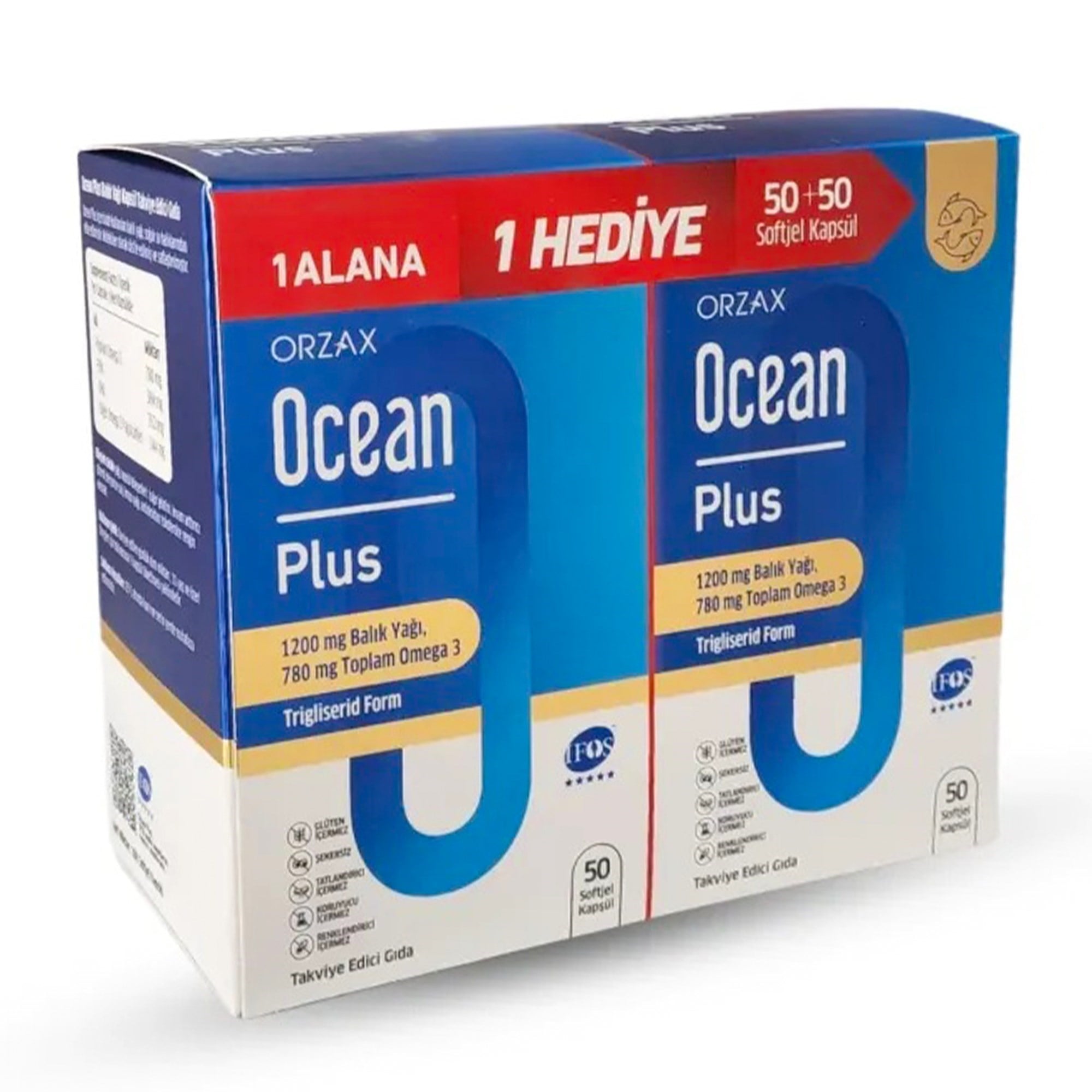 Ocean Plus Balık Yağı 1200 mg 50 Kapsül 2'li