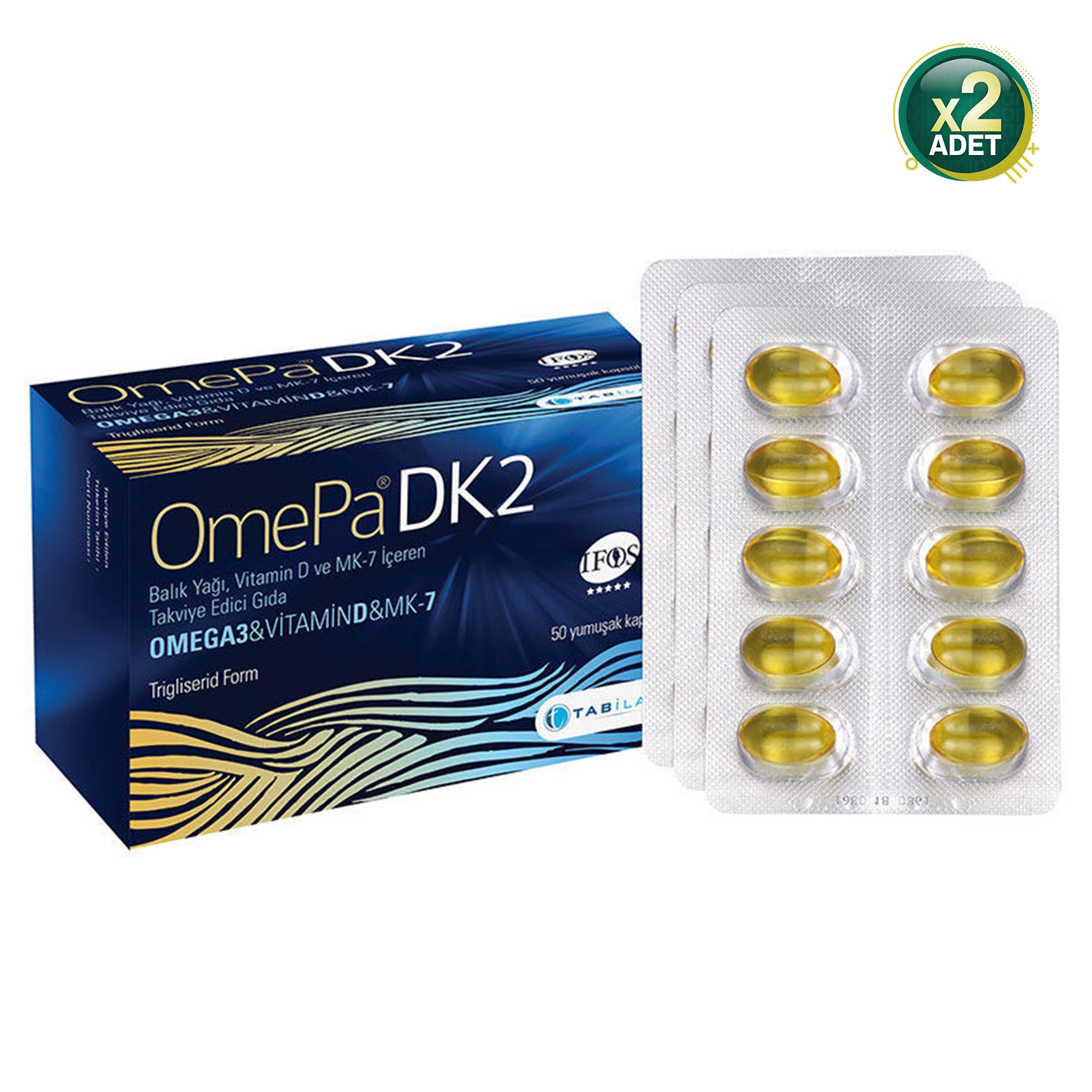 OmePa DK2 Omega 3 Vitamin D ve MK-7 50 Kapsül 2 Adet