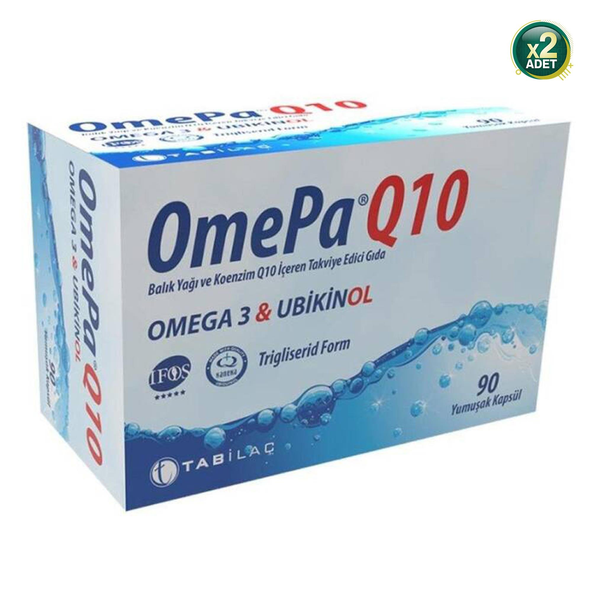 Omepa Q10 Omega3 Ubiquinol 90 Kapsül (2 paketi)
