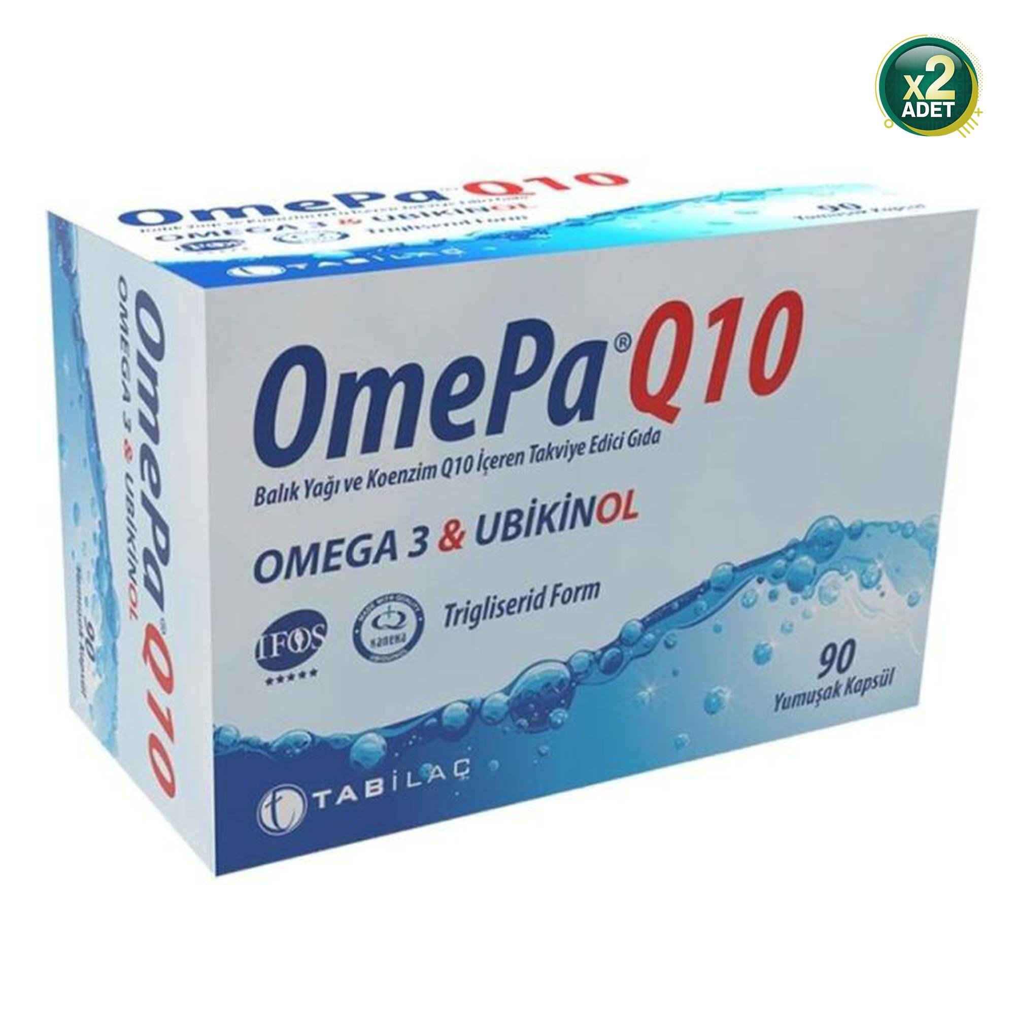 Omepa Q10 Omega3 Ubiquinol 90 Kapsül (2 paketi)