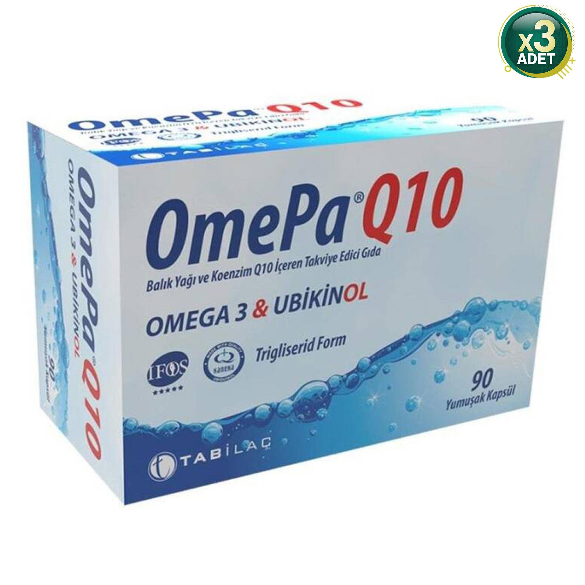 Omepa Tab Omepa Q10 Balık Yağı / Omega 3 - Ubikinol 90 Kapsül X 3 Adet