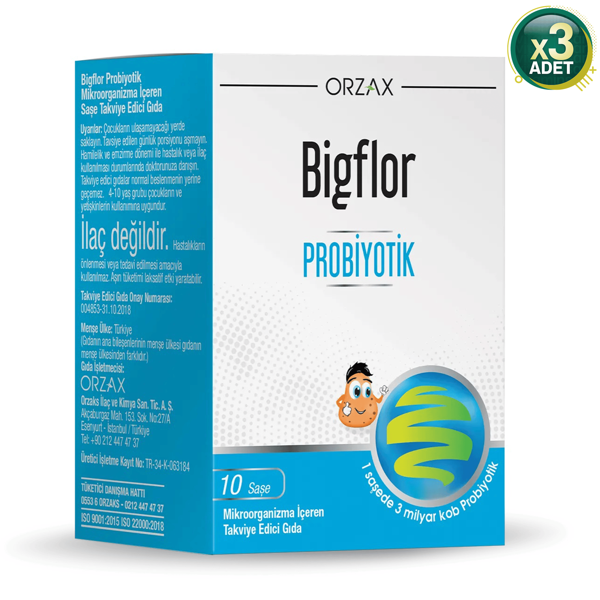 Orzax Bigflor Probiyotik 10 Saşe 3'lü Set Vitamin ve Mineral İçerikli