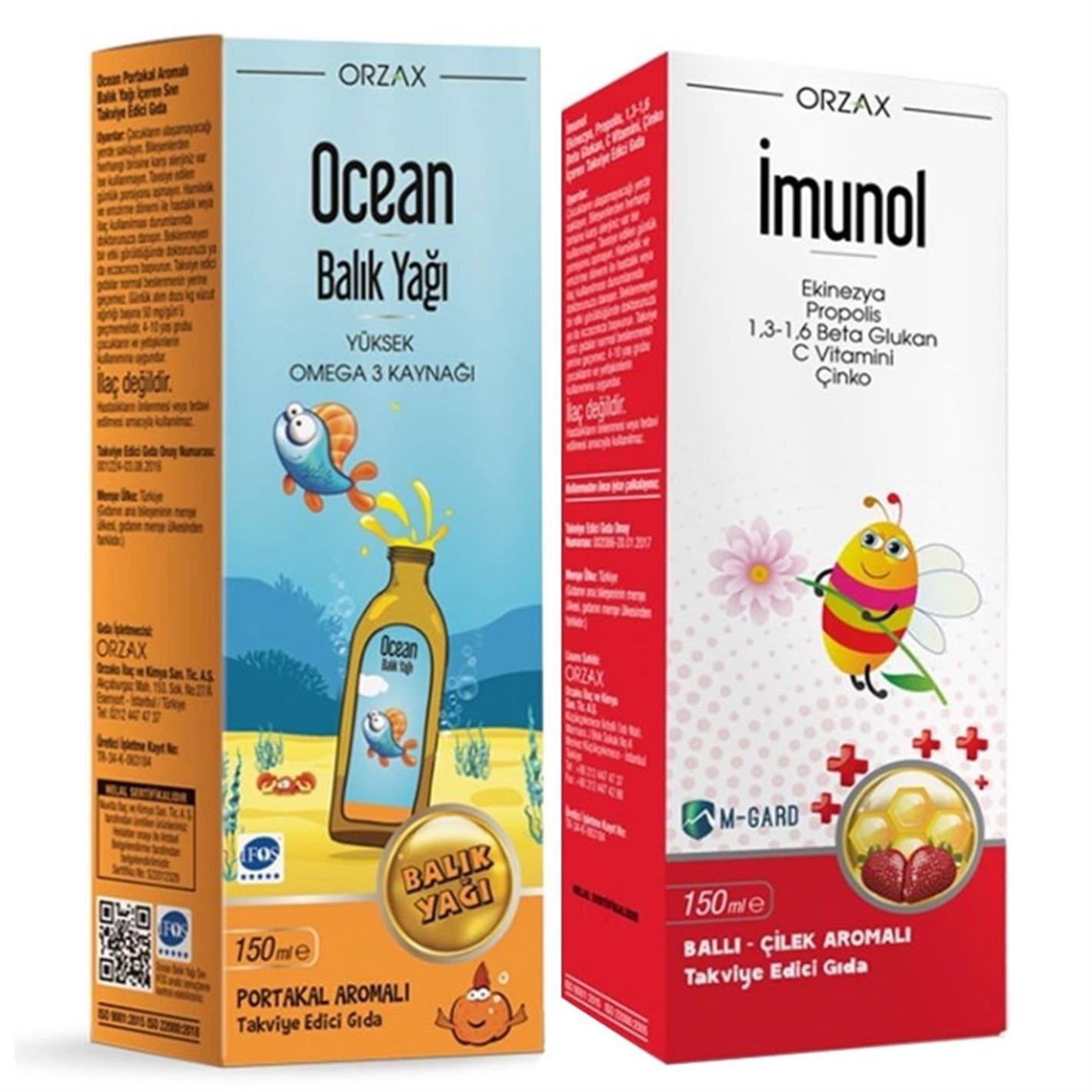 Orzax Ocean Balık Yağı+ Orzax Ocean Imunol Takviye Edici Gıda 150 ml İndirimli