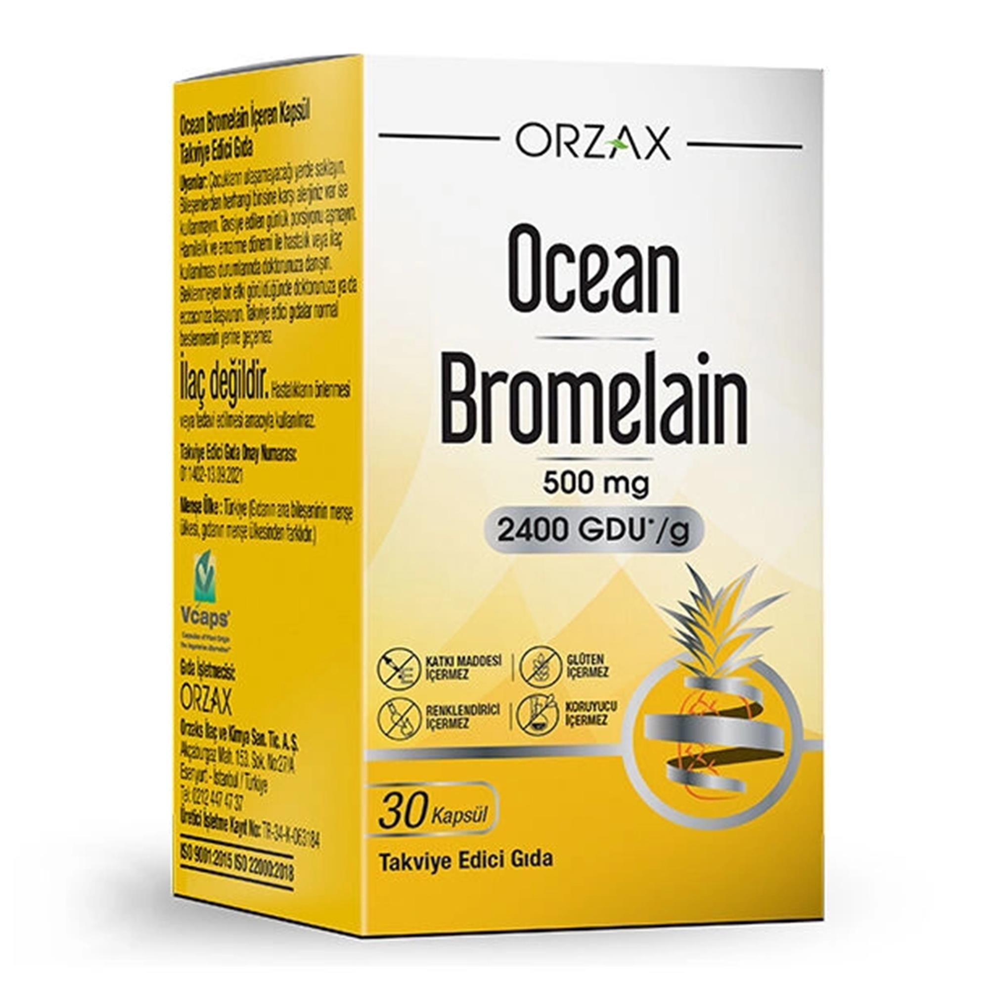 Orzax Ocean Bromelain 30 Kapsül