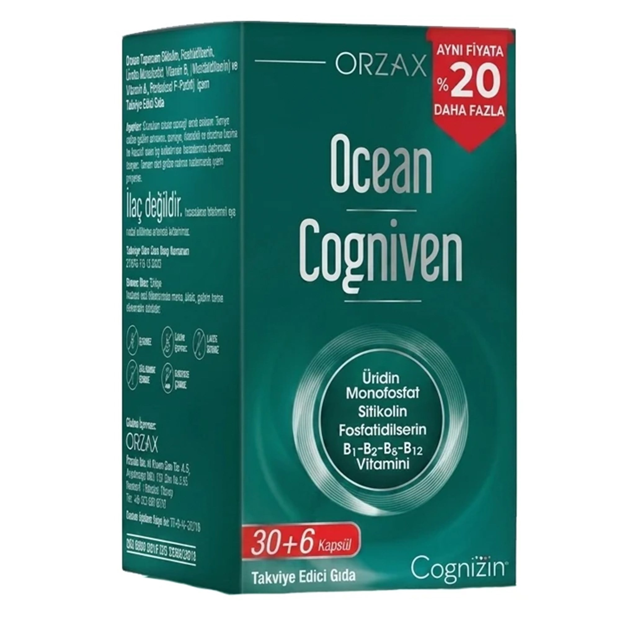Orzax Ocean Cogniven Takviye Edici Gıda 30+6 Kapsül